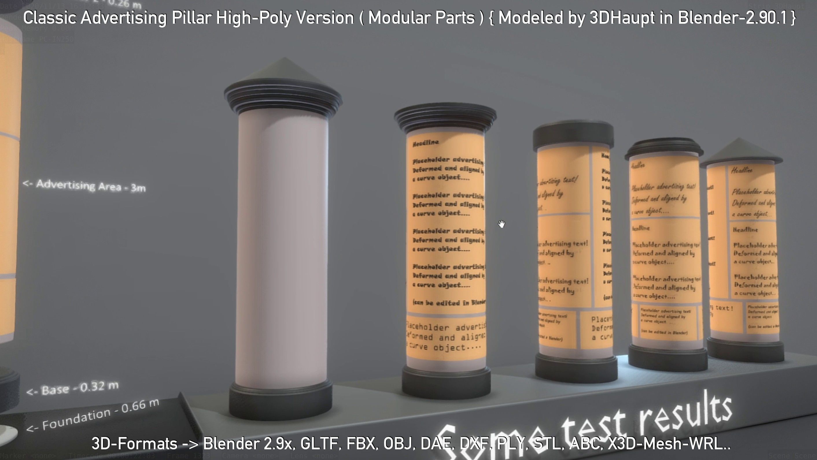 Classic Advertising Pillar High-Poly Version 3D model_137