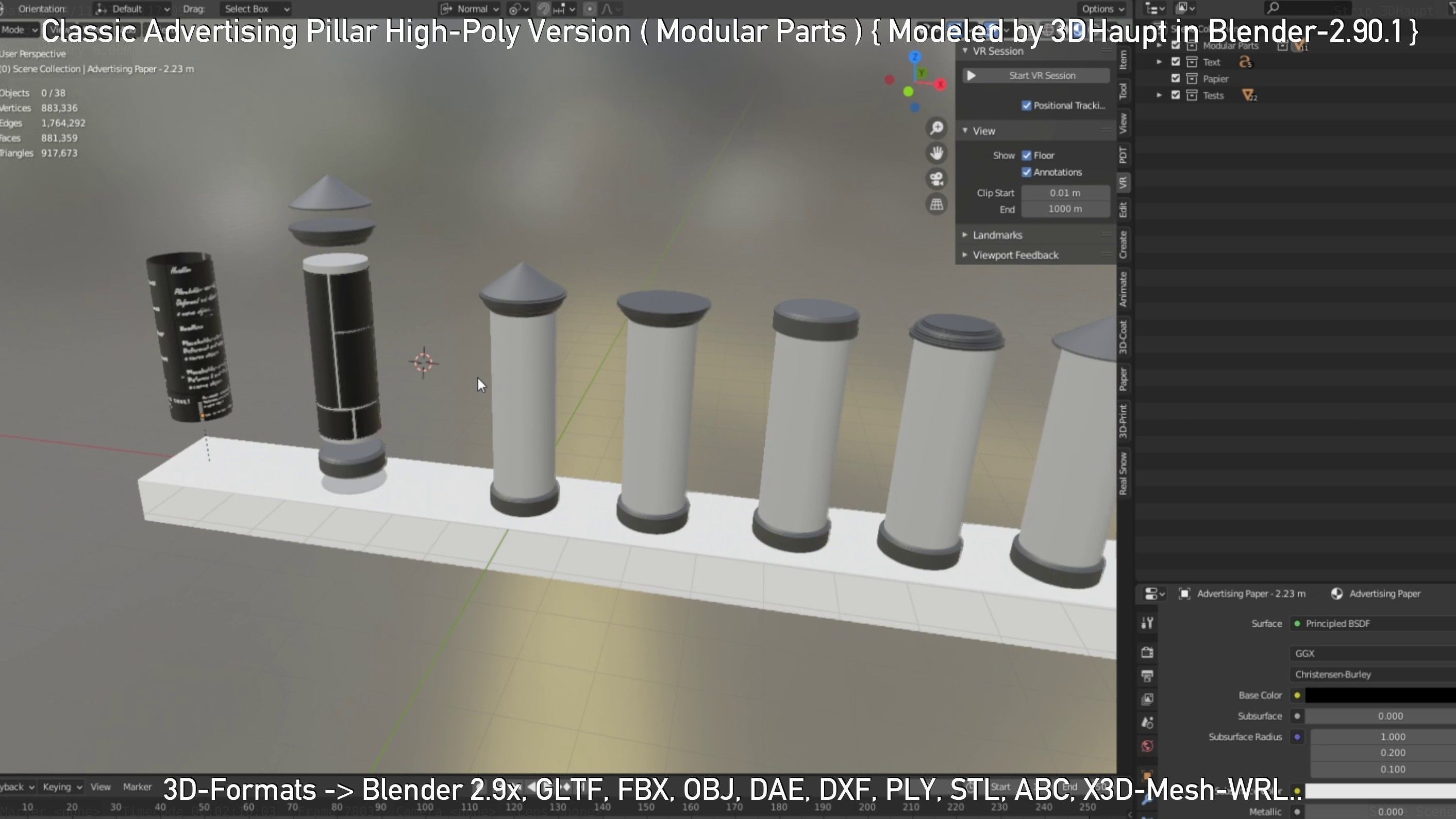 Classic Advertising Pillar High-Poly Version 3D model_45