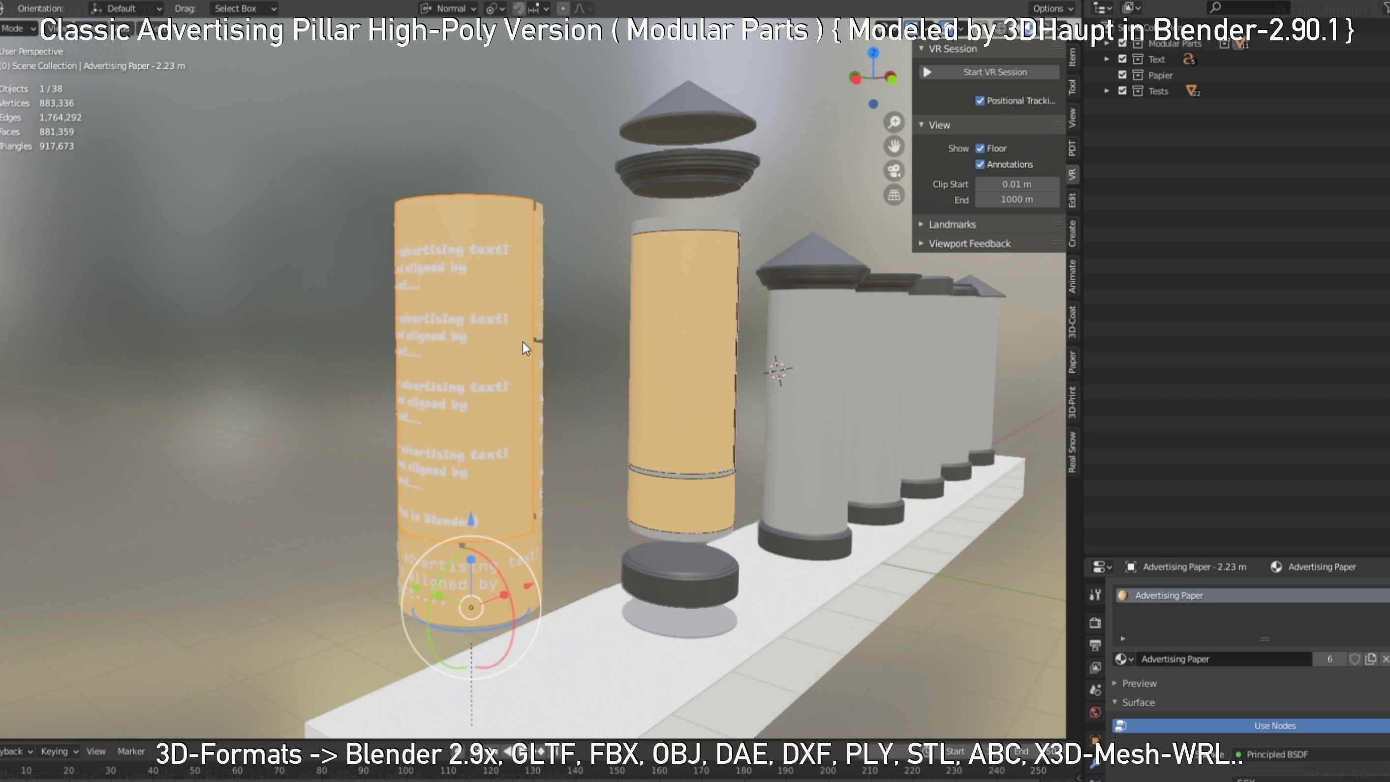 Classic Advertising Pillar High-Poly Version 3D model_23