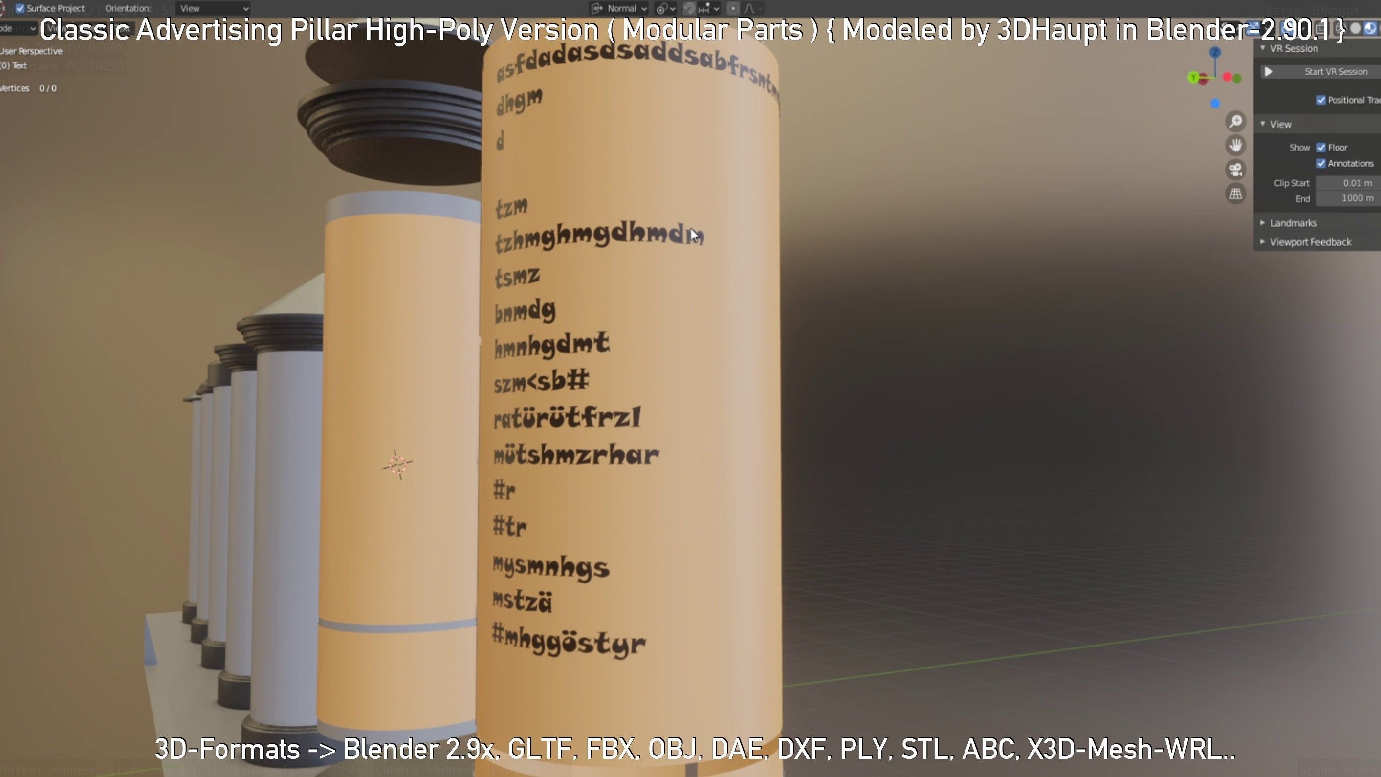 Classic Advertising Pillar High-Poly Version 3D model_75