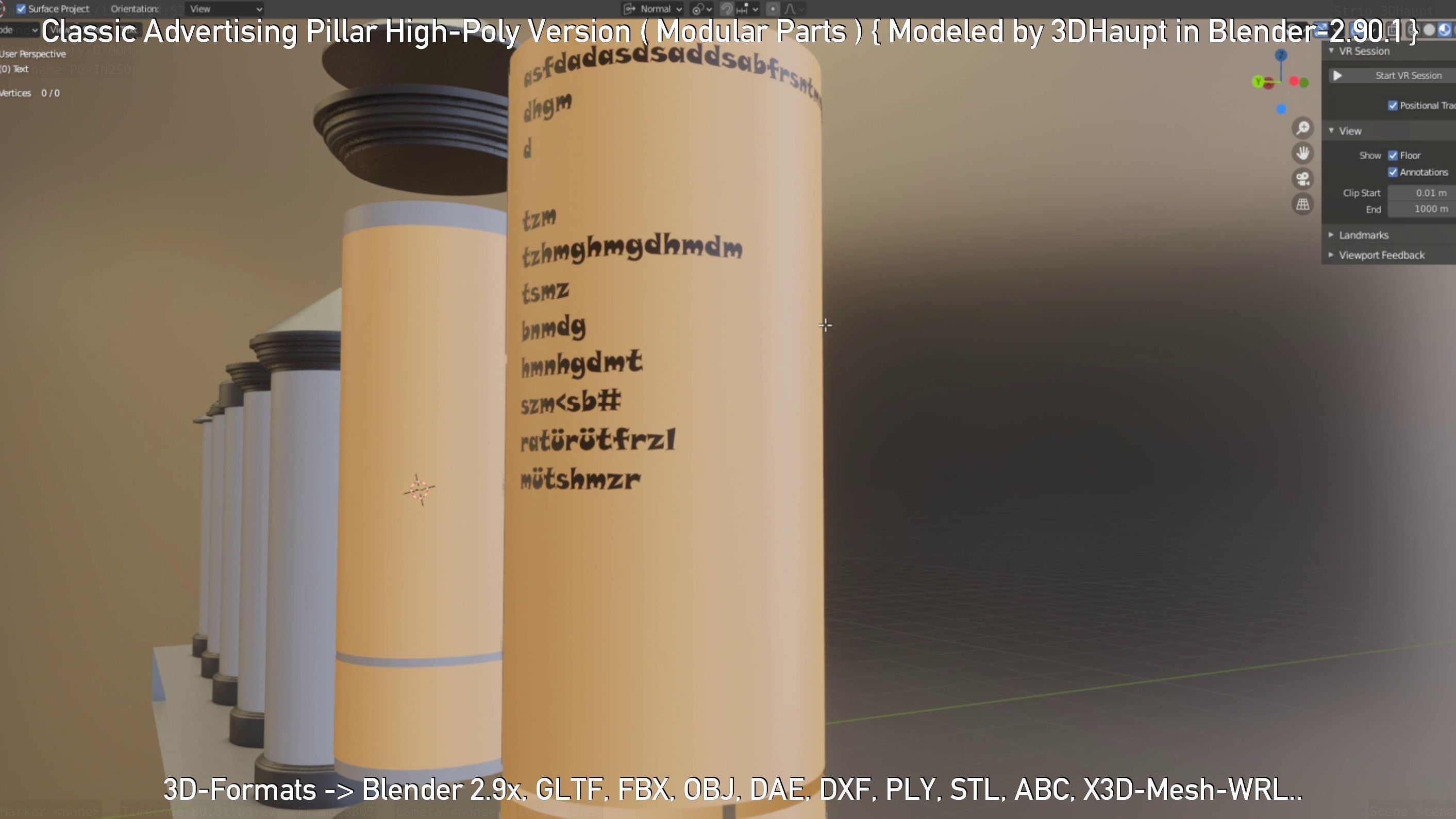 Classic Advertising Pillar High-Poly Version 3D model_117