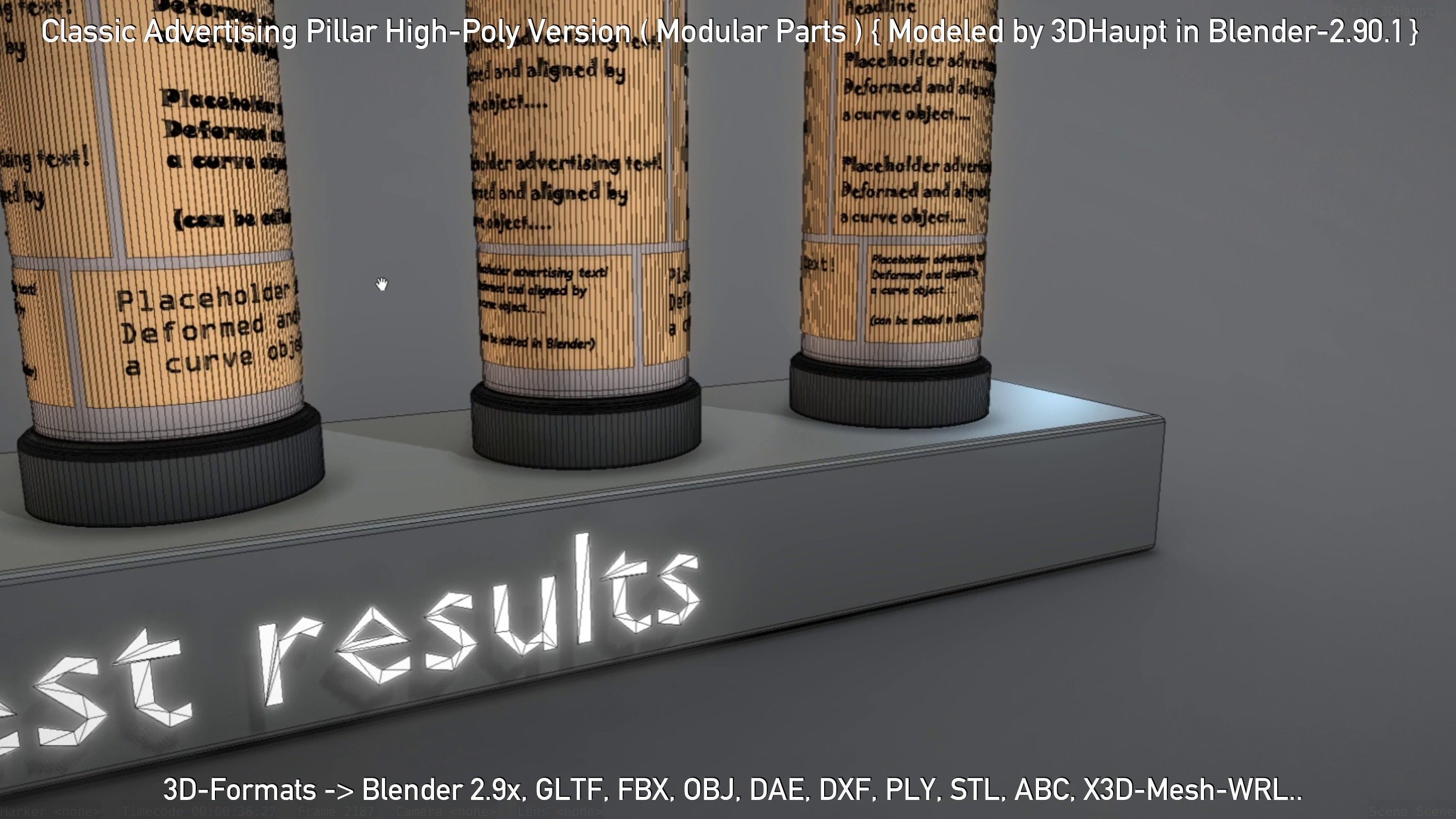 Classic Advertising Pillar High-Poly Version 3D model_138