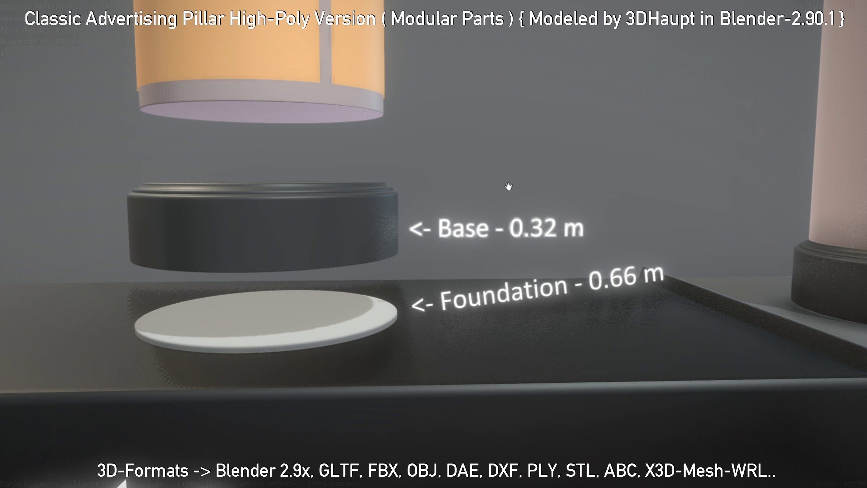 Classic Advertising Pillar High-Poly Version 3D model_129