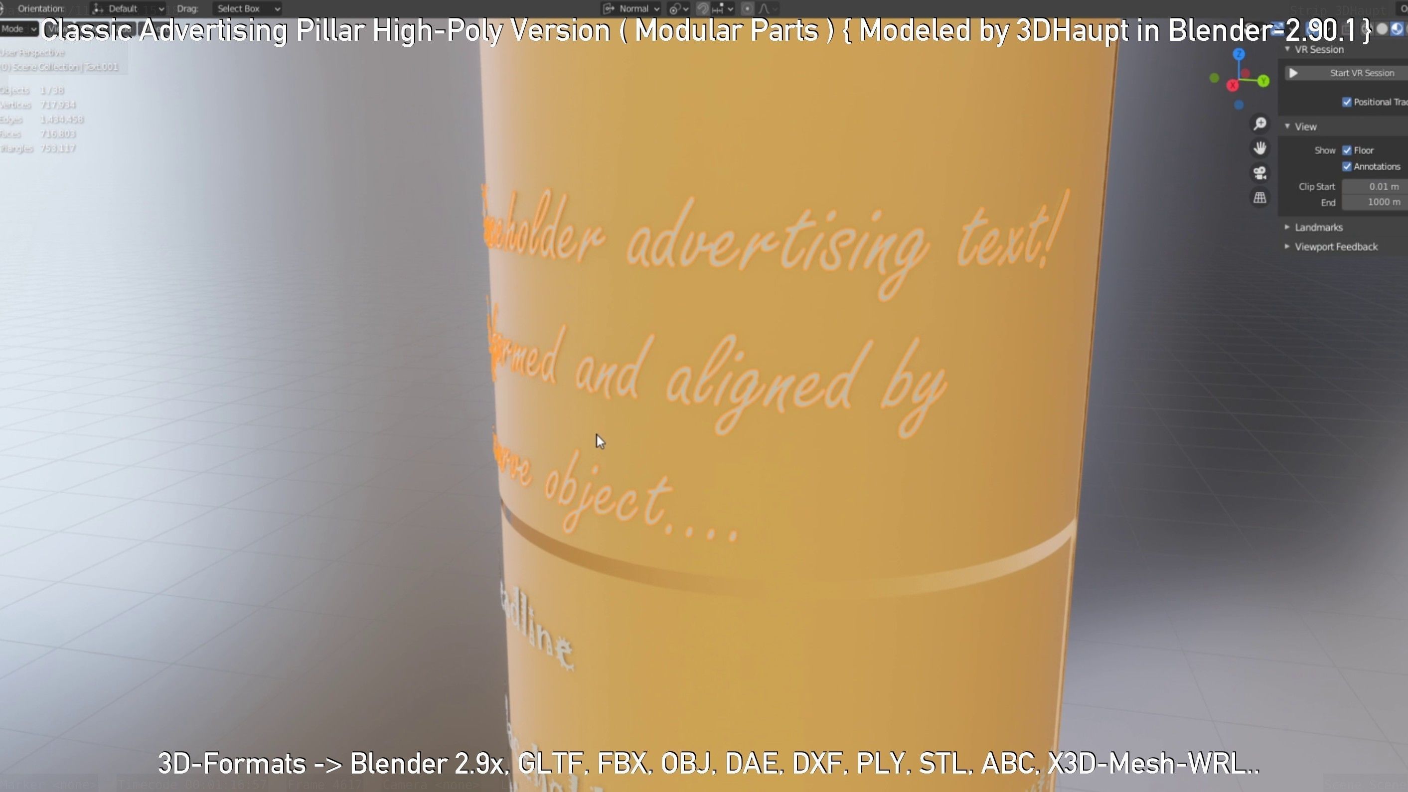 Classic Advertising Pillar High-Poly Version 3D model_79