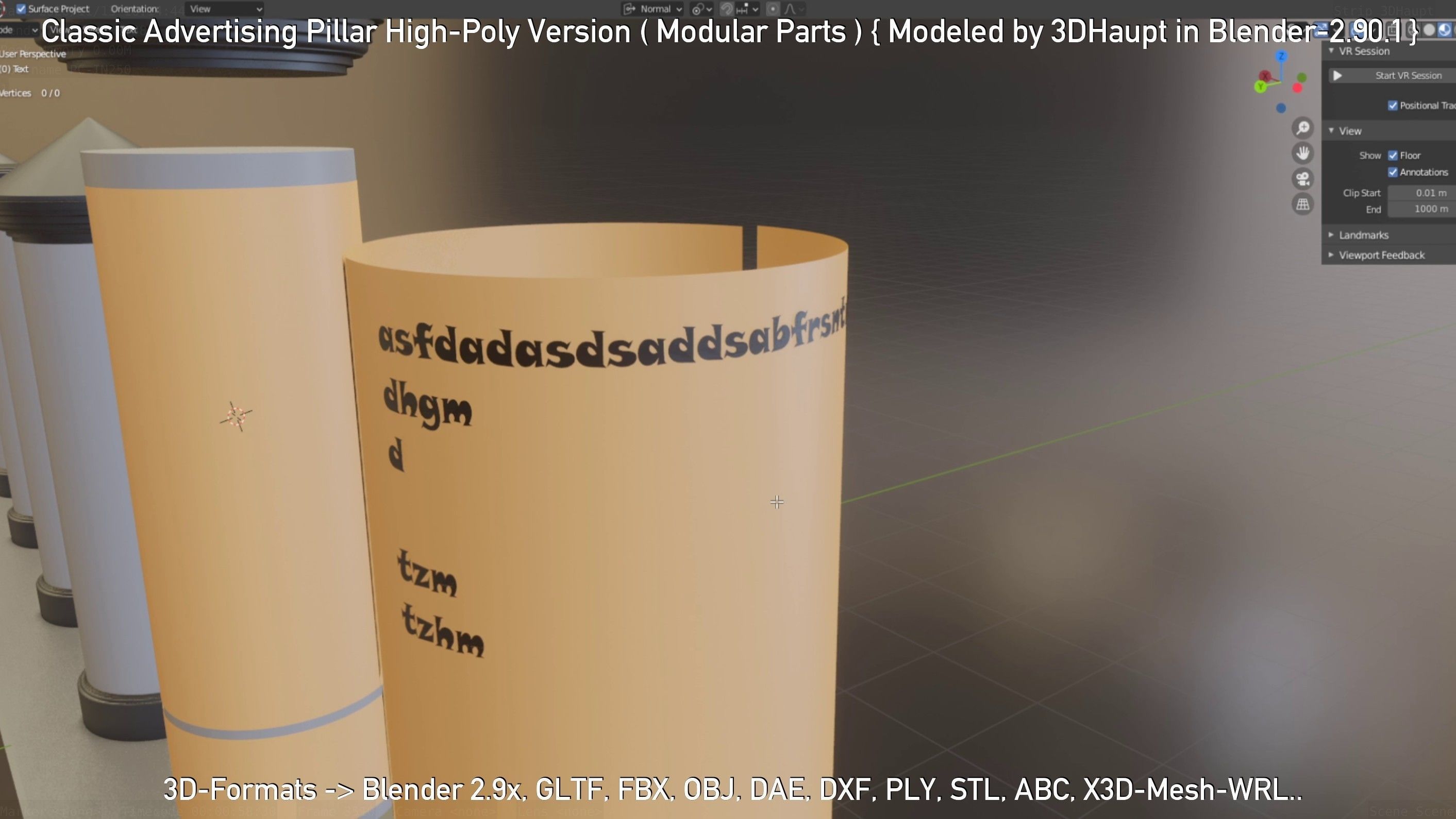 Classic Advertising Pillar High-Poly Version 3D model_52