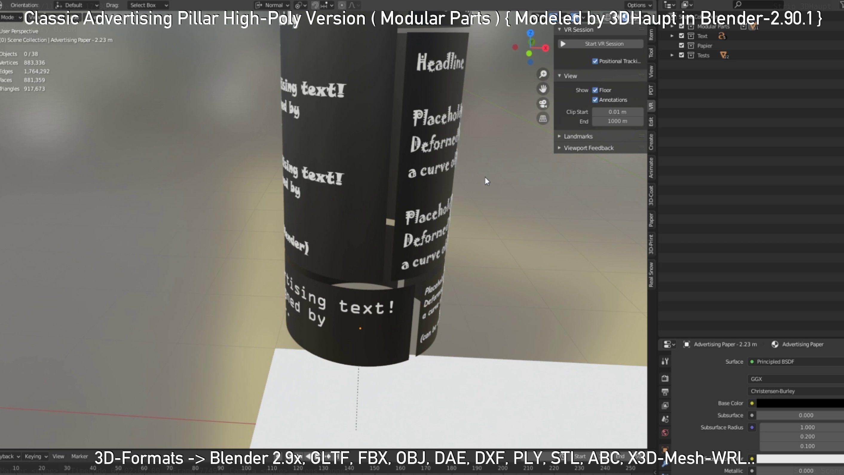 Classic Advertising Pillar High-Poly Version 3D model_131