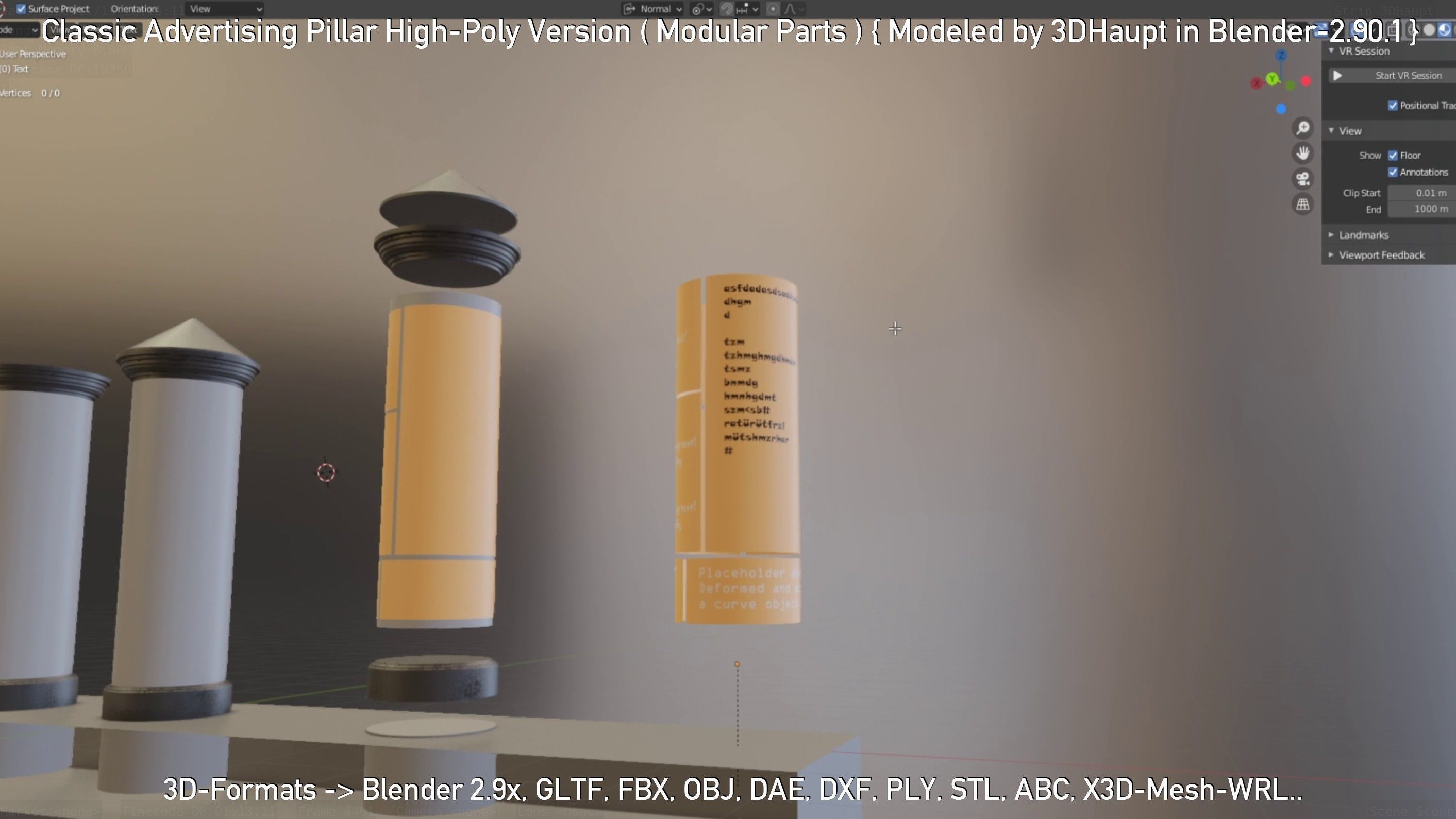 Classic Advertising Pillar High-Poly Version 3D model_113