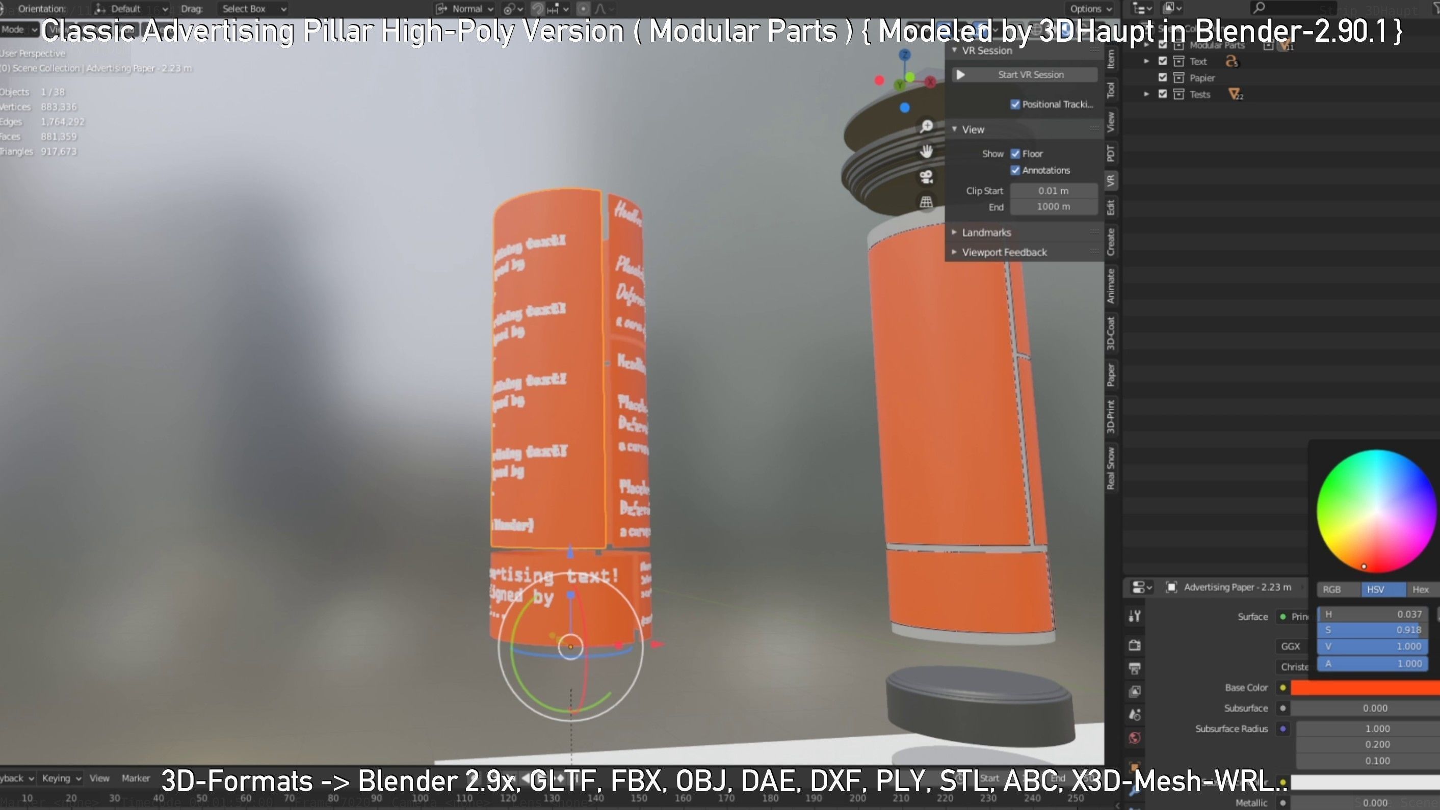 Classic Advertising Pillar High-Poly Version 3D model_86