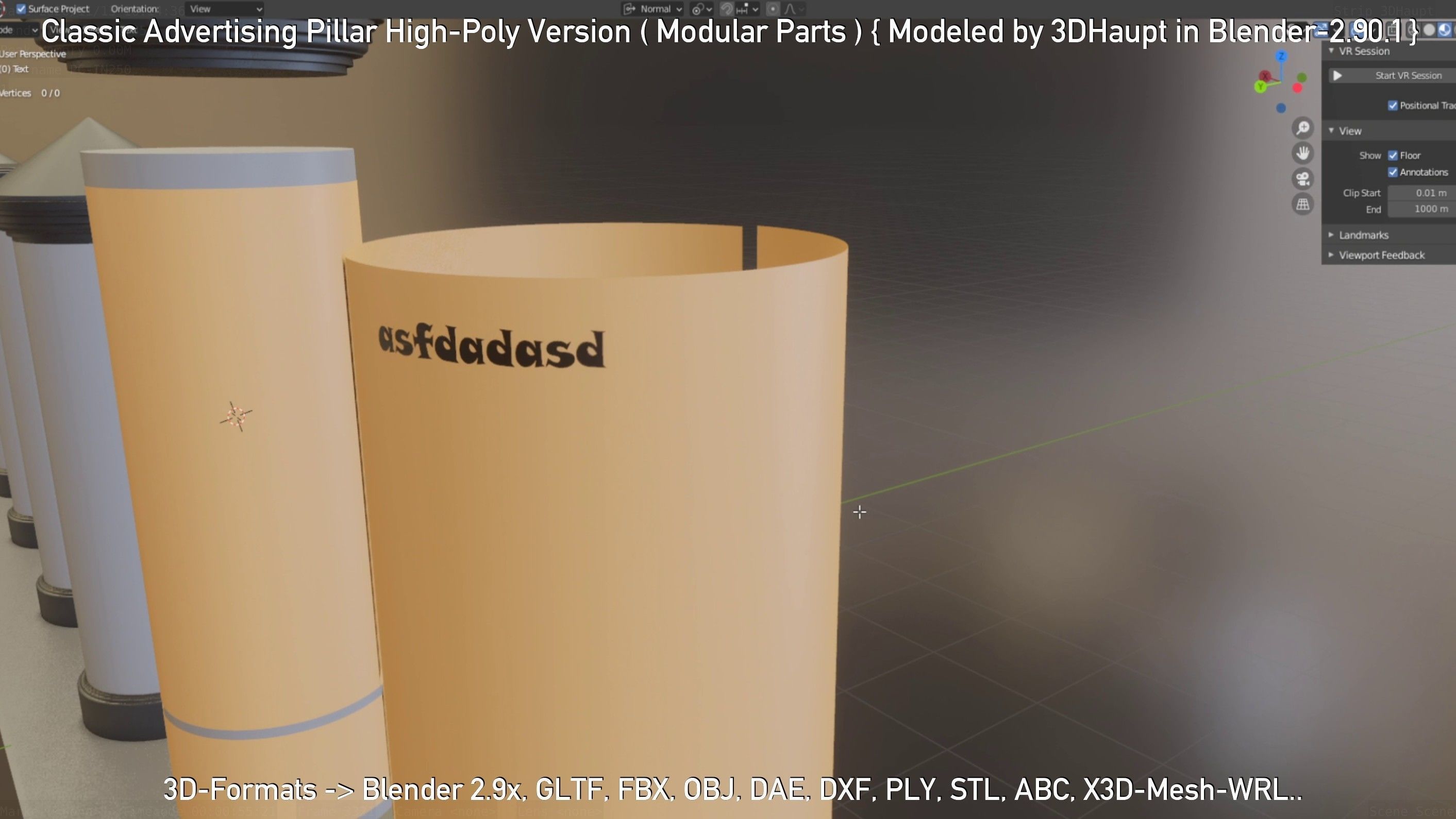 Classic Advertising Pillar High-Poly Version 3D model_105