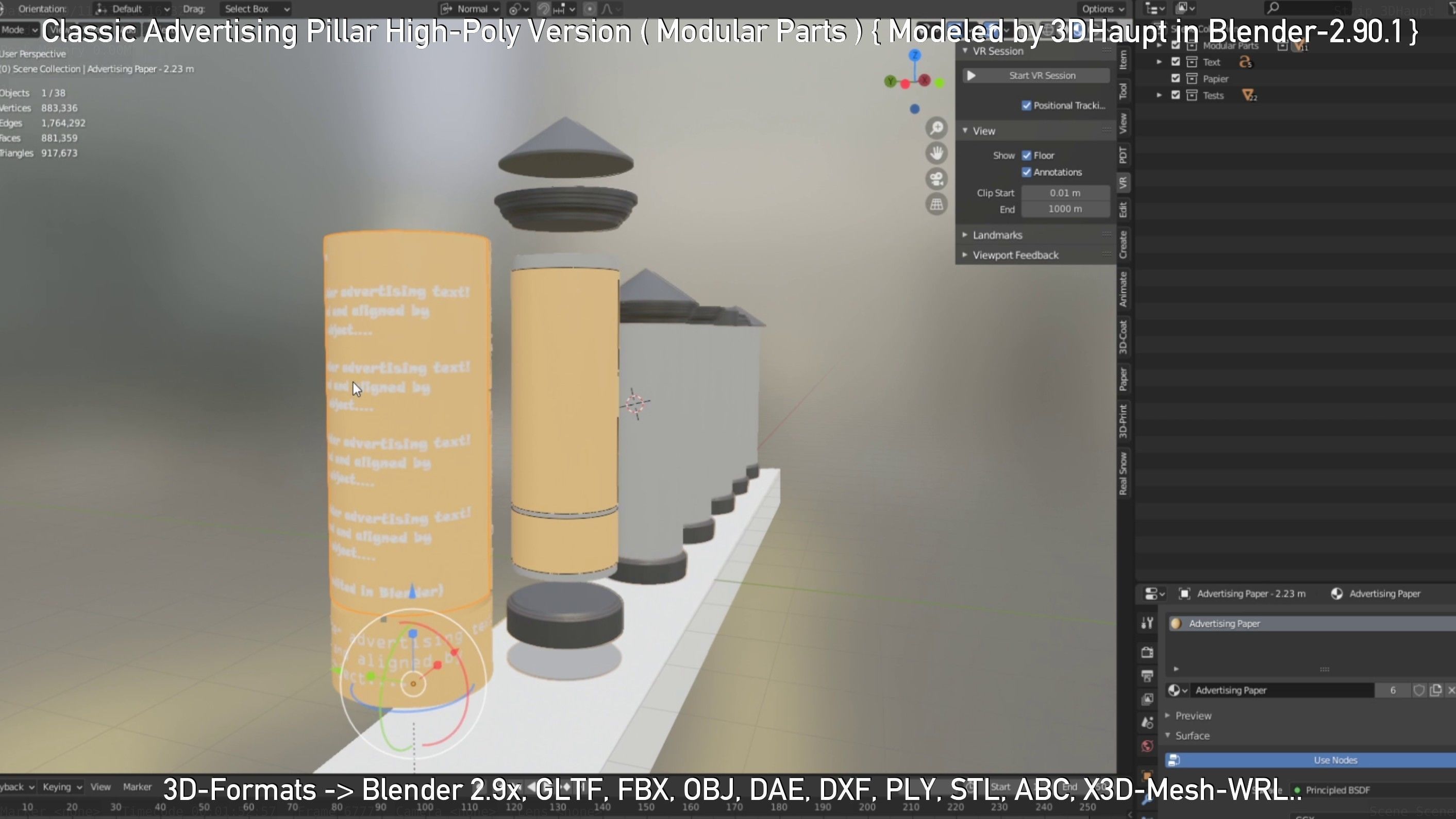 Classic Advertising Pillar High-Poly Version 3D model_122