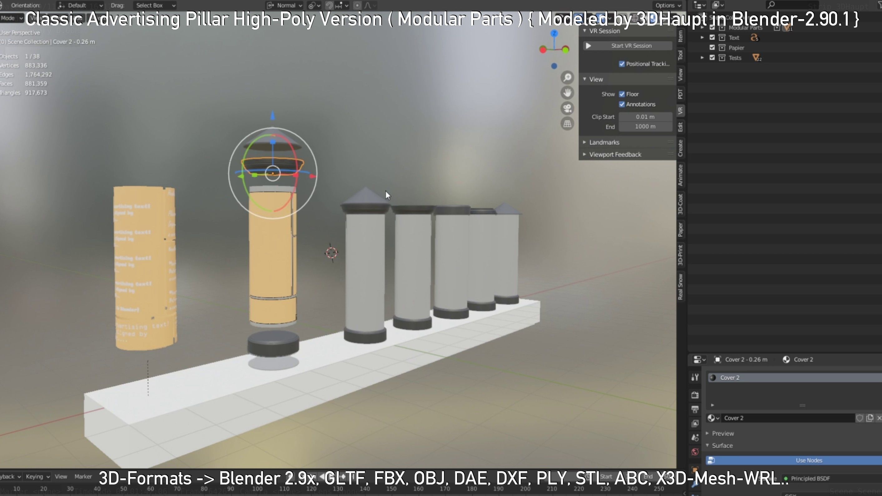 Classic Advertising Pillar High-Poly Version 3D model_20