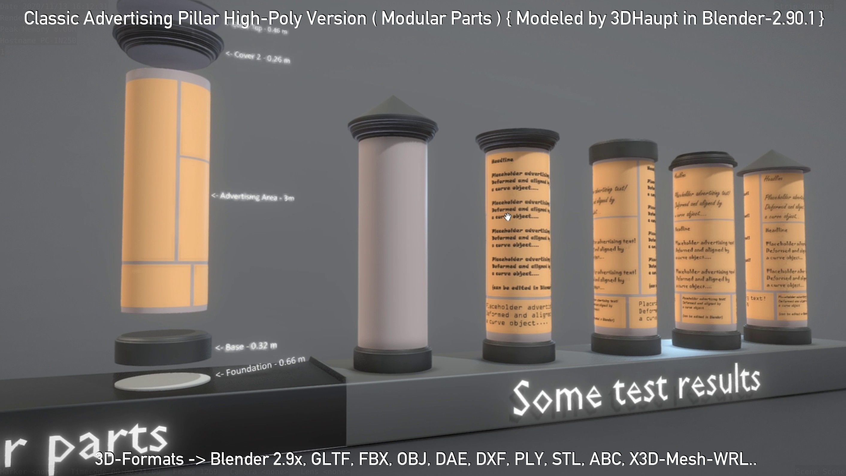 Classic Advertising Pillar High-Poly Version 3D model_58