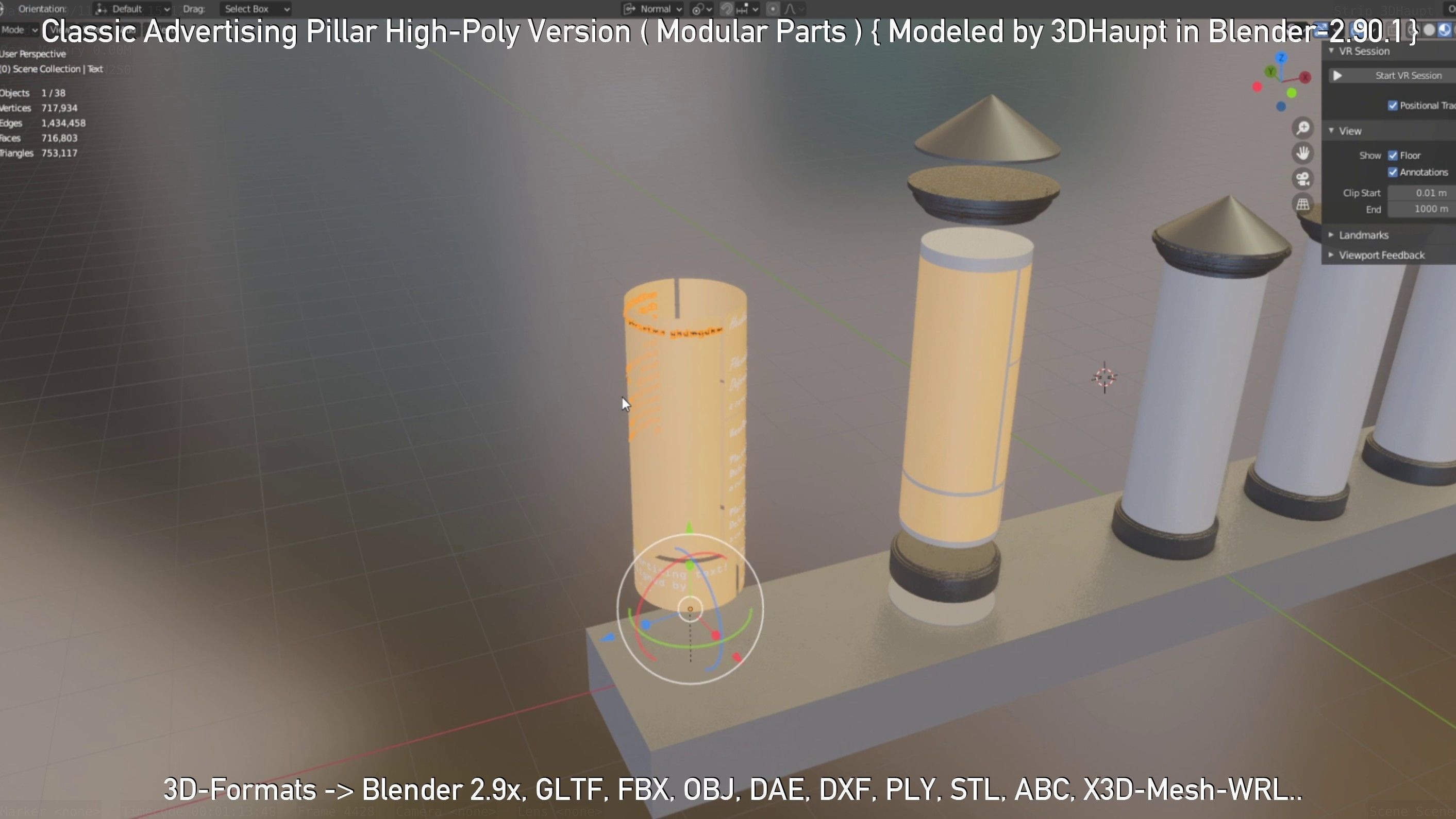 Classic Advertising Pillar High-Poly Version 3D model_12