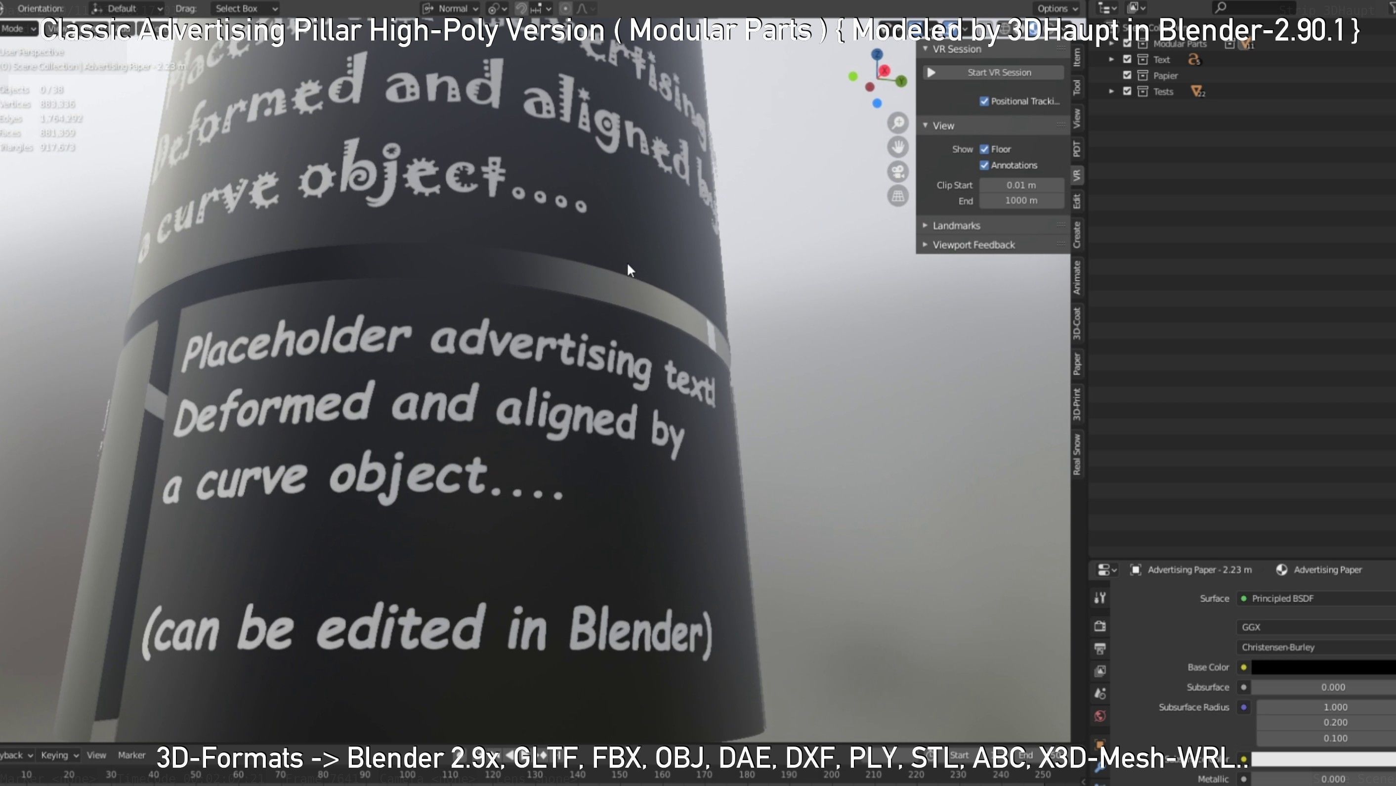 Classic Advertising Pillar High-Poly Version 3D model_43