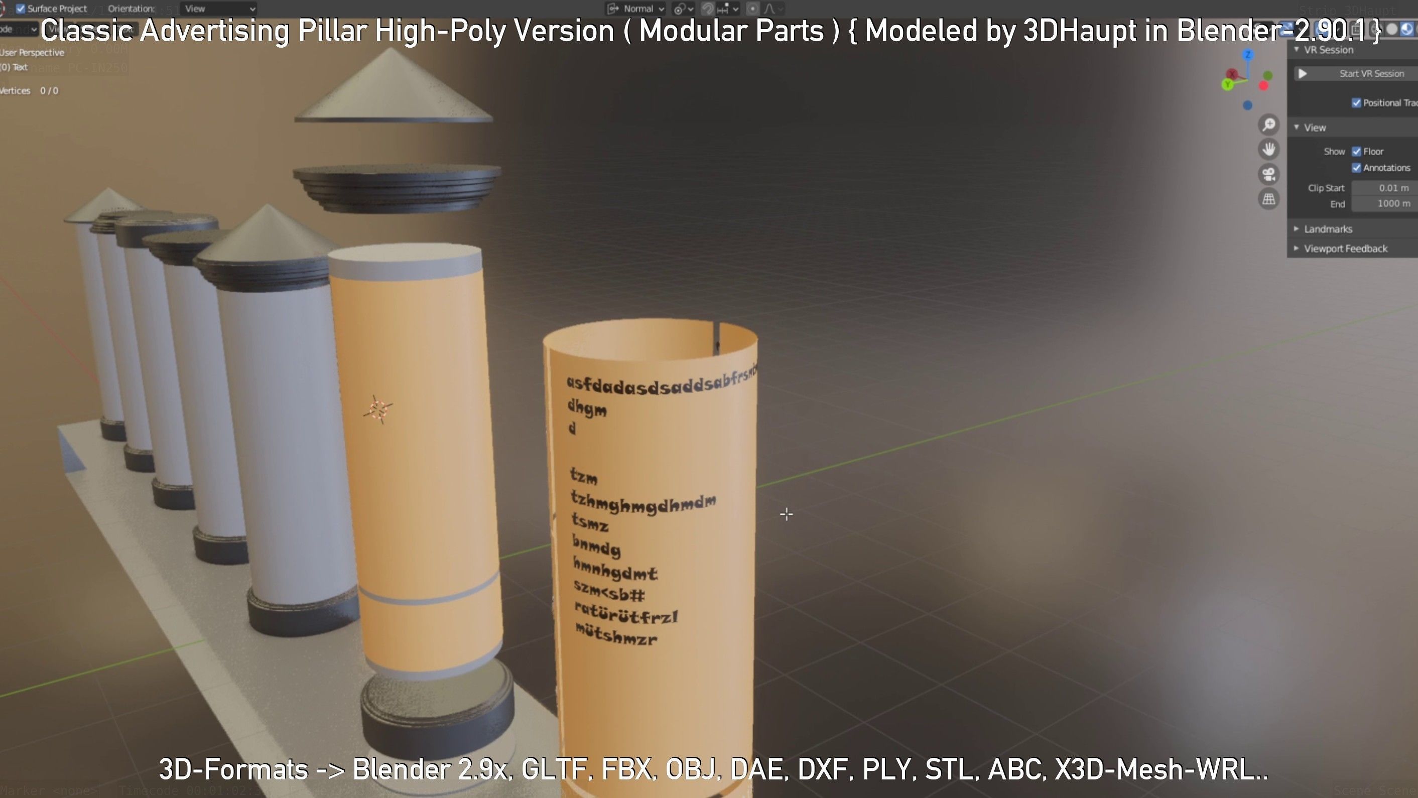 Classic Advertising Pillar High-Poly Version 3D model_74