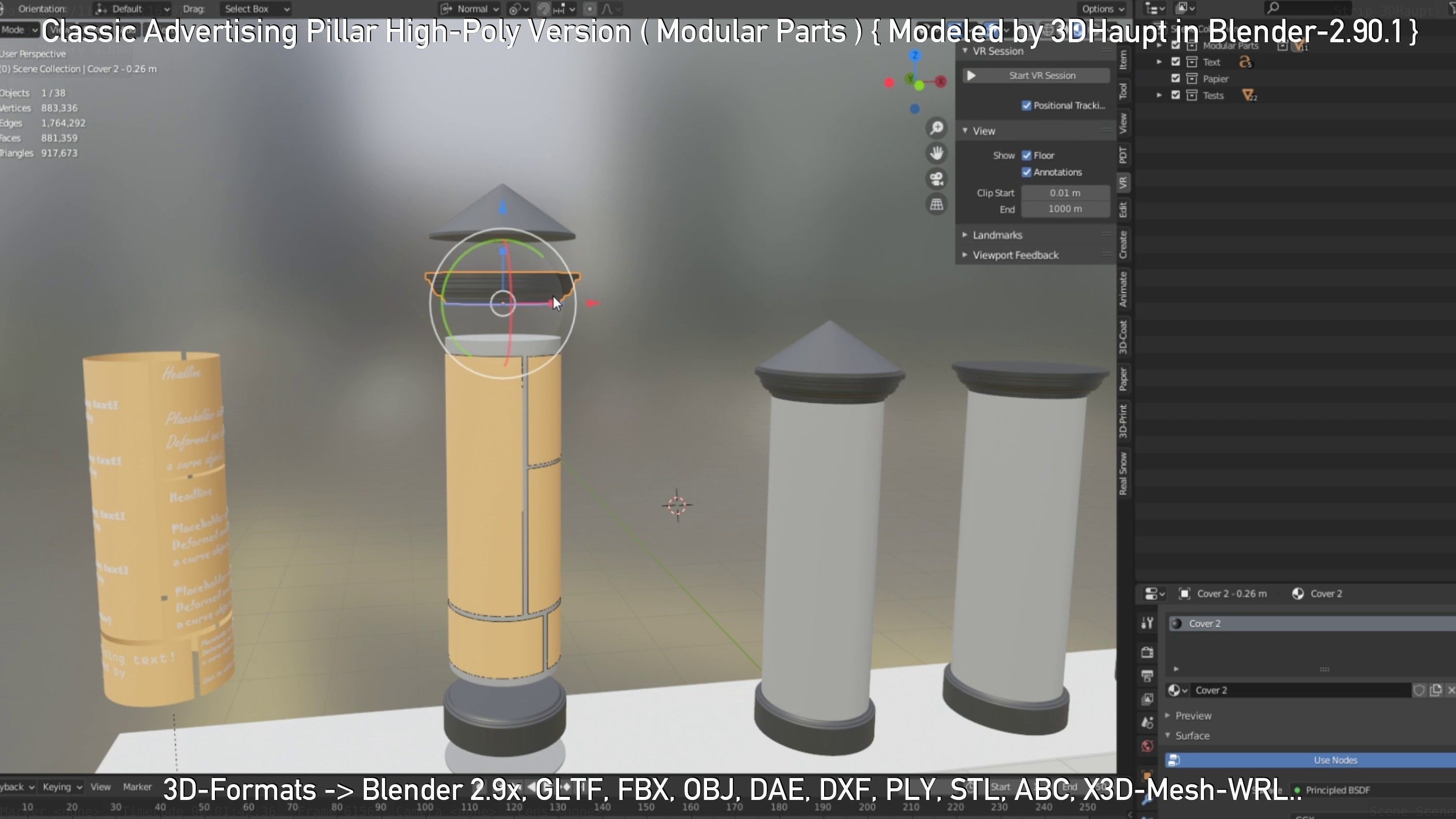 Classic Advertising Pillar High-Poly Version 3D model_123