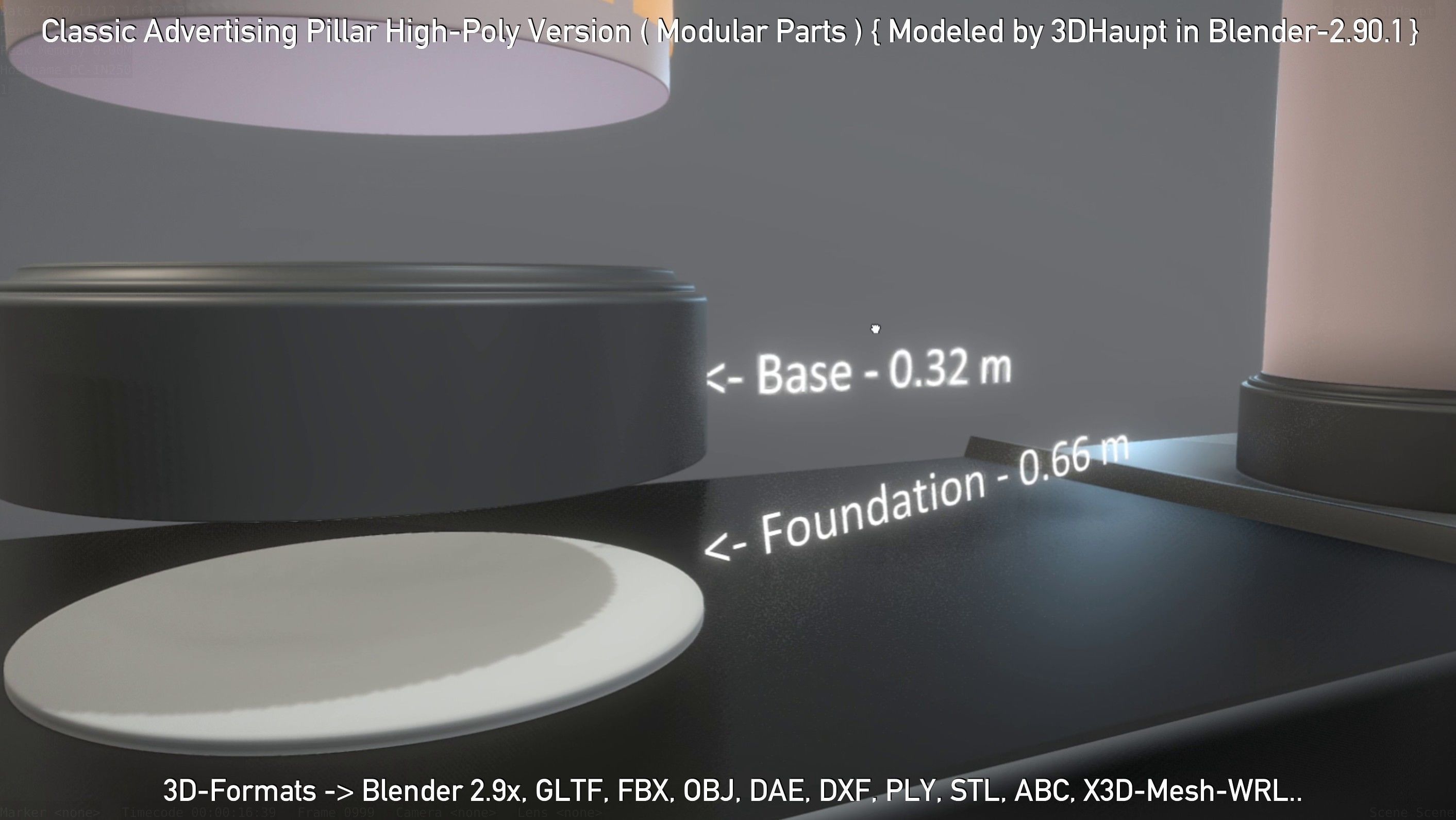 Classic Advertising Pillar High-Poly Version 3D model_104