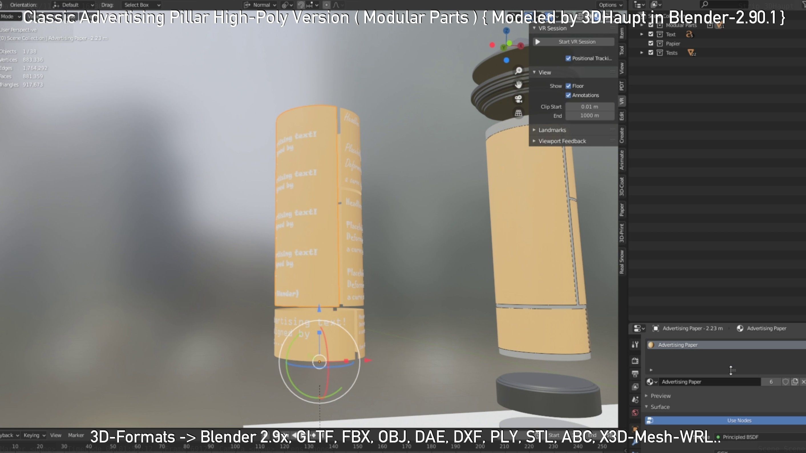 Classic Advertising Pillar High-Poly Version 3D model_85