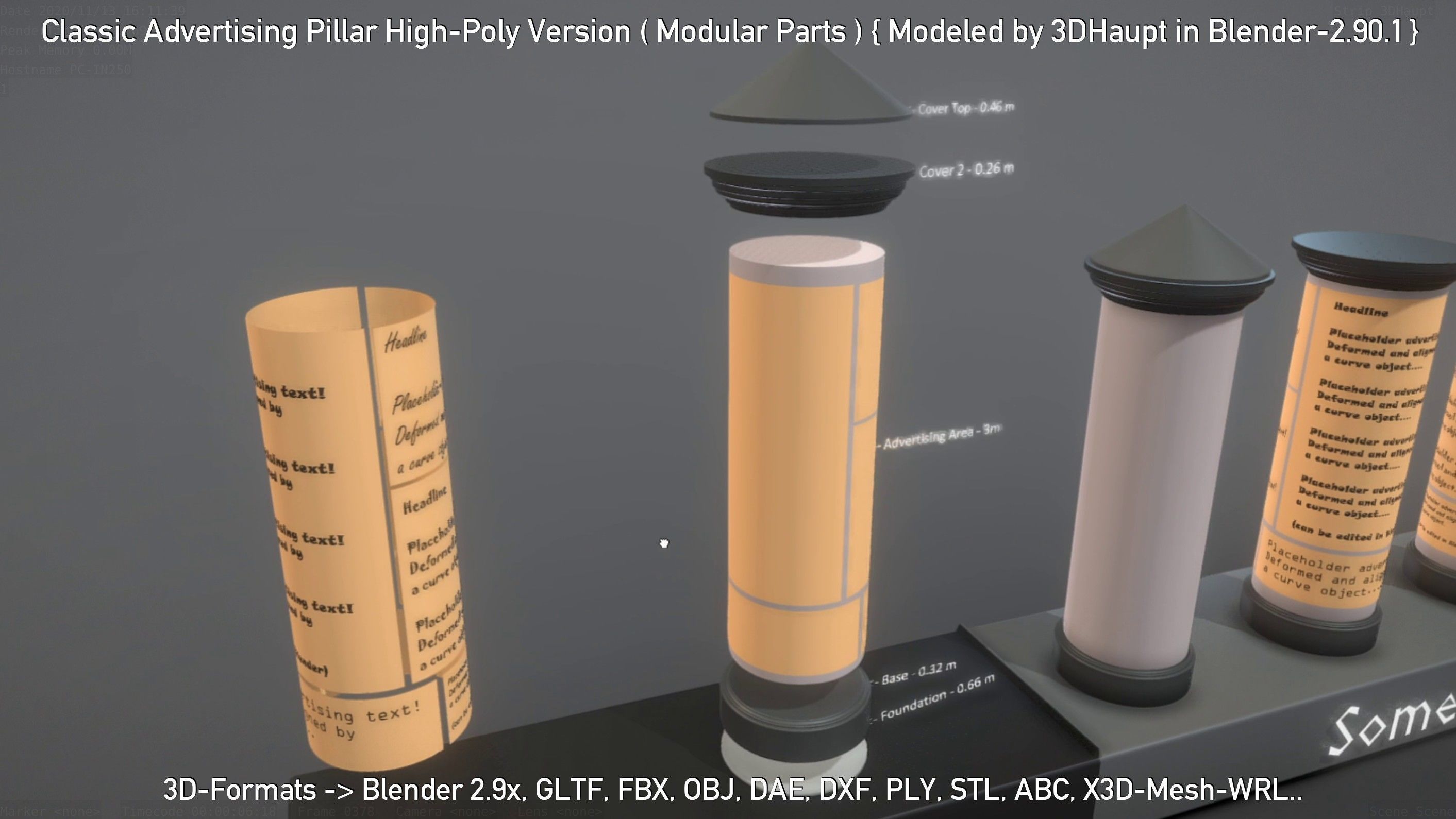 Classic Advertising Pillar High-Poly Version 3D model_50