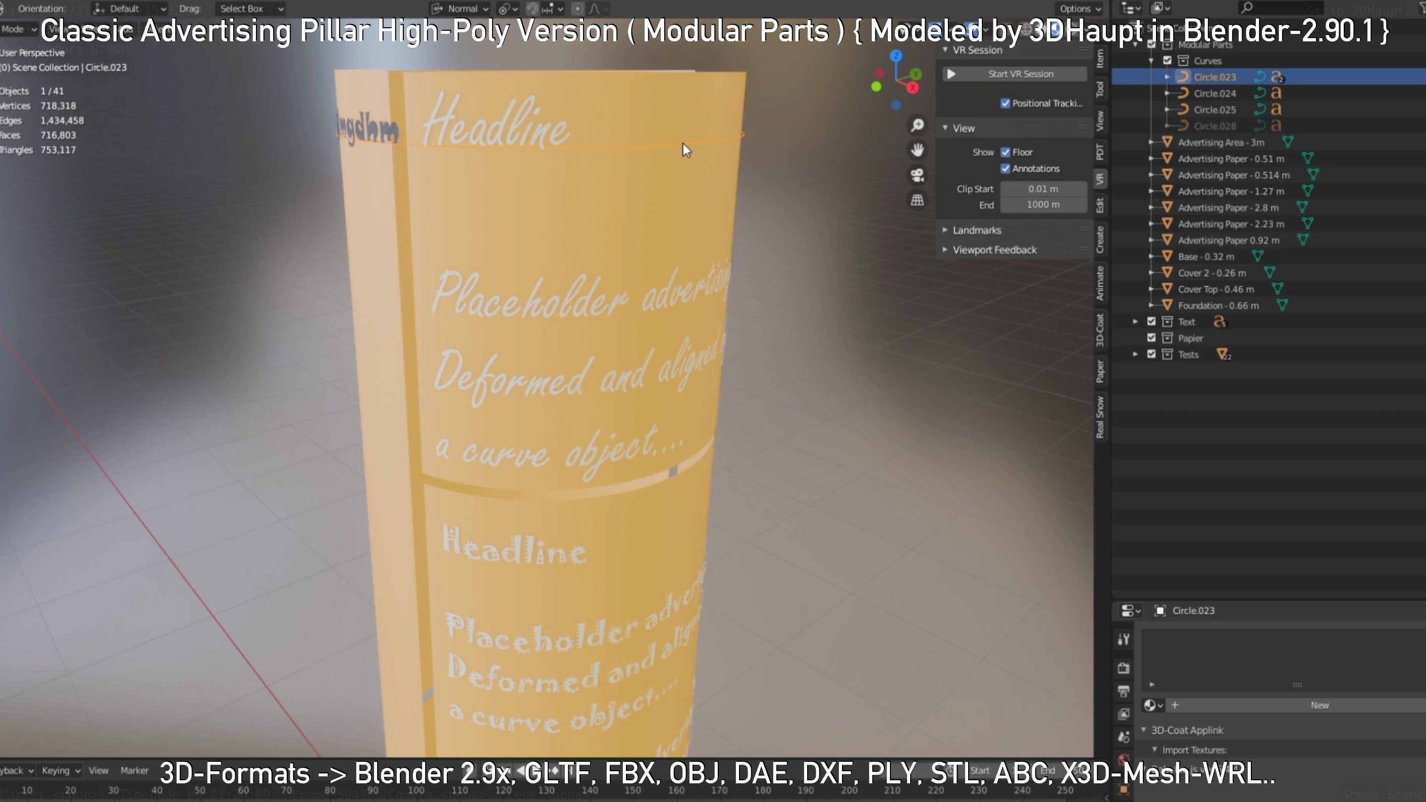 Classic Advertising Pillar High-Poly Version 3D model_34