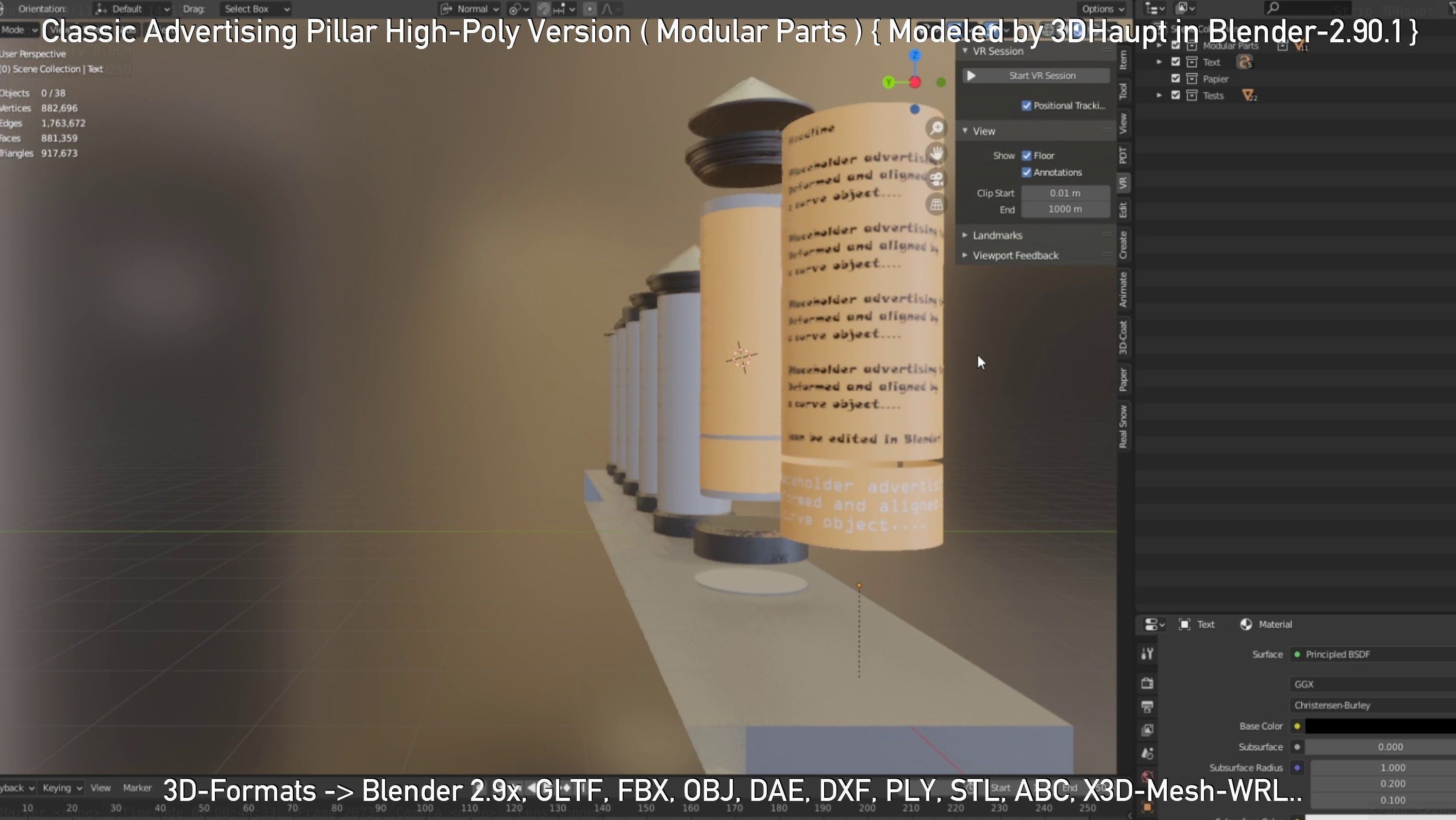 Classic Advertising Pillar High-Poly Version 3D model_70