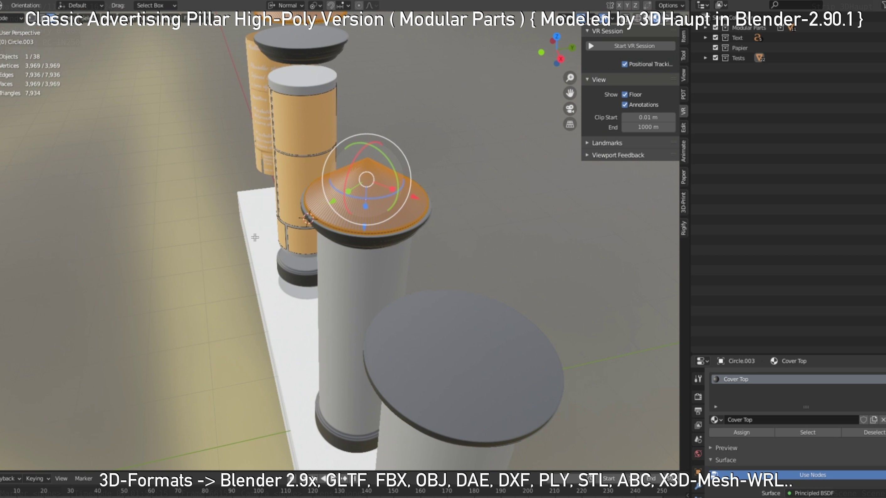 Classic Advertising Pillar High-Poly Version 3D model_83