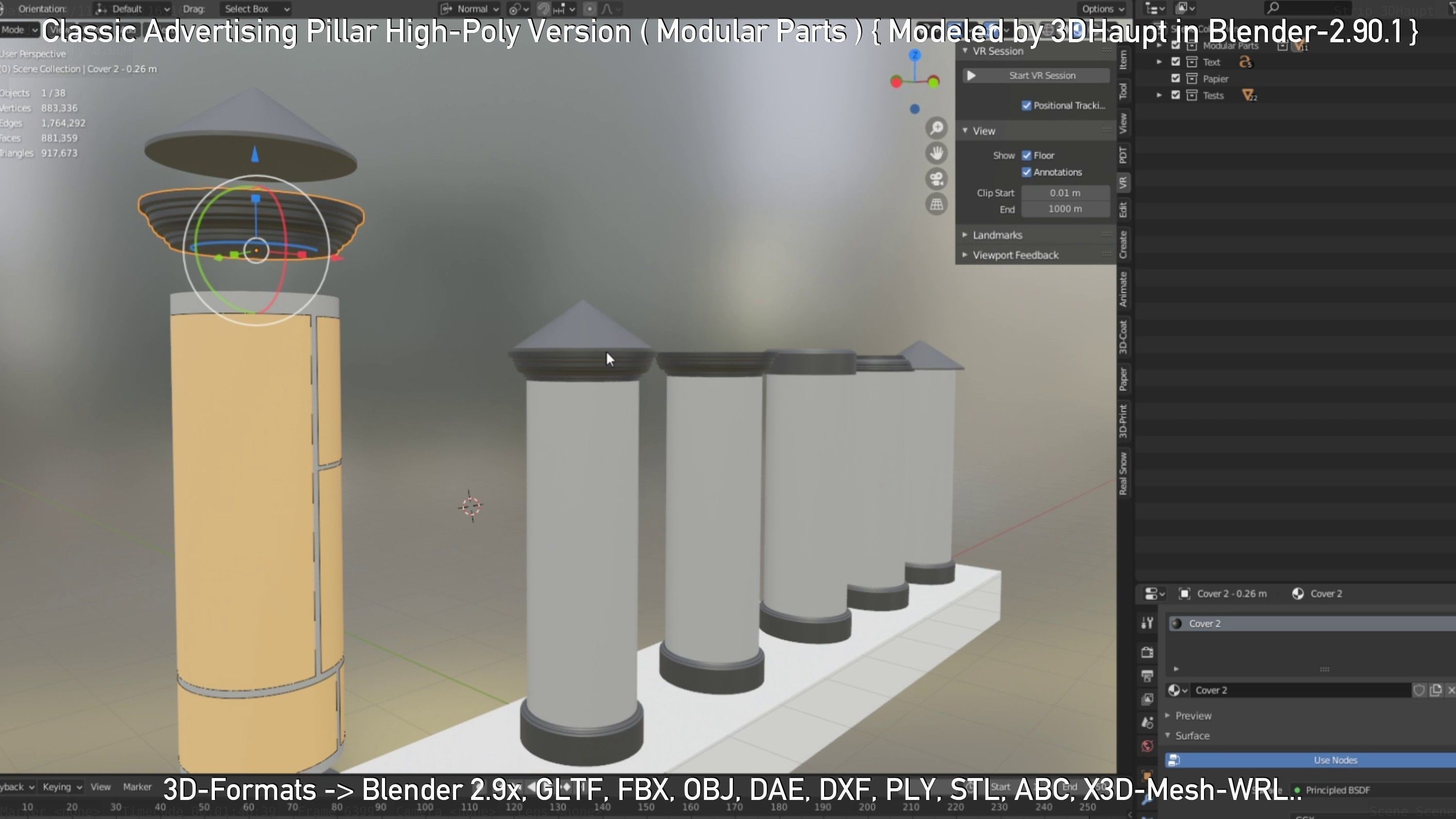 Classic Advertising Pillar High-Poly Version 3D model_80