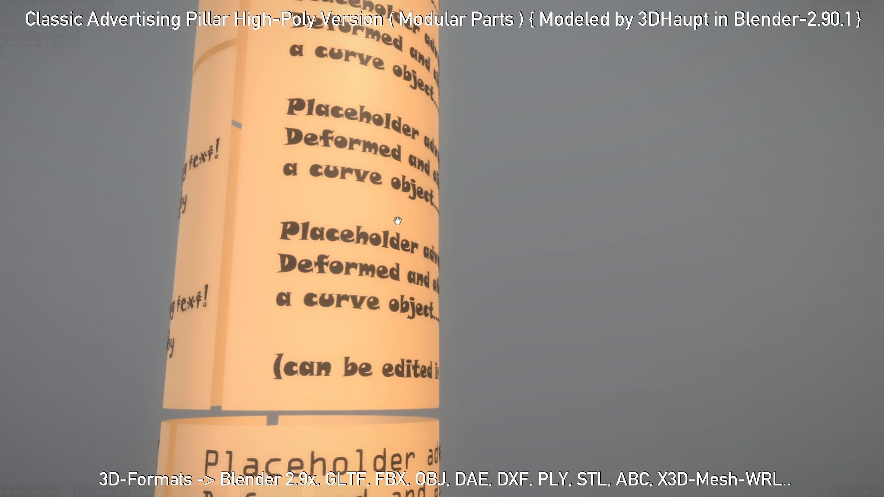 Classic Advertising Pillar High-Poly Version 3D model_87