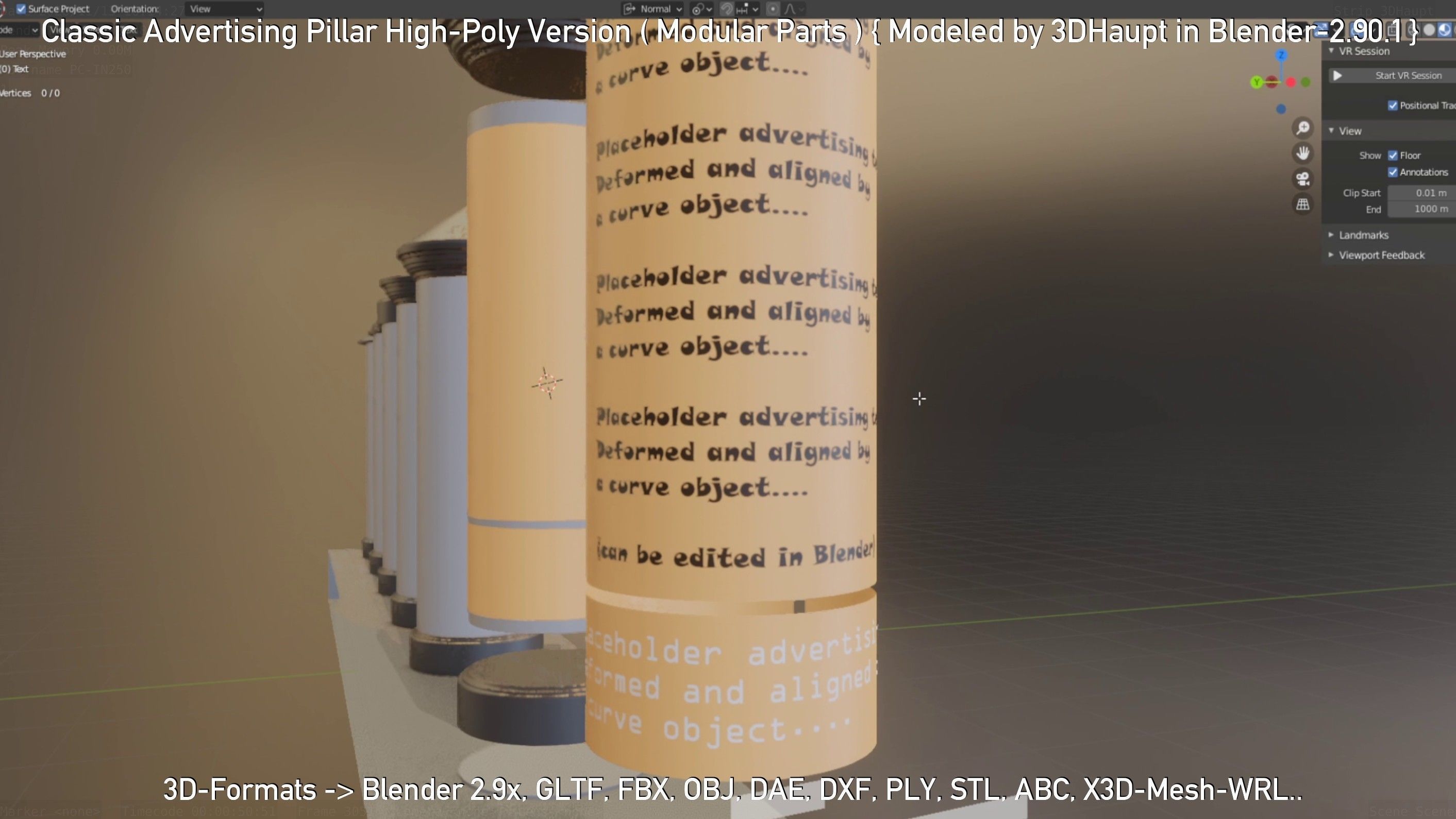 Classic Advertising Pillar High-Poly Version 3D model_8