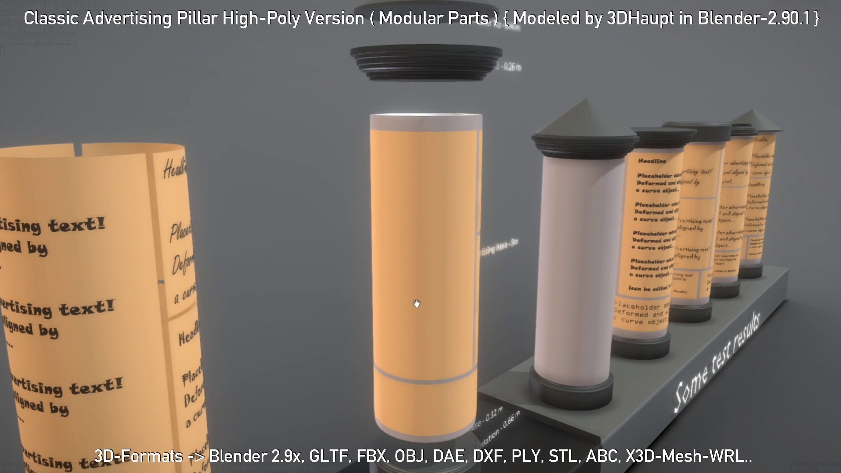 Classic Advertising Pillar High-Poly Version 3D model_106