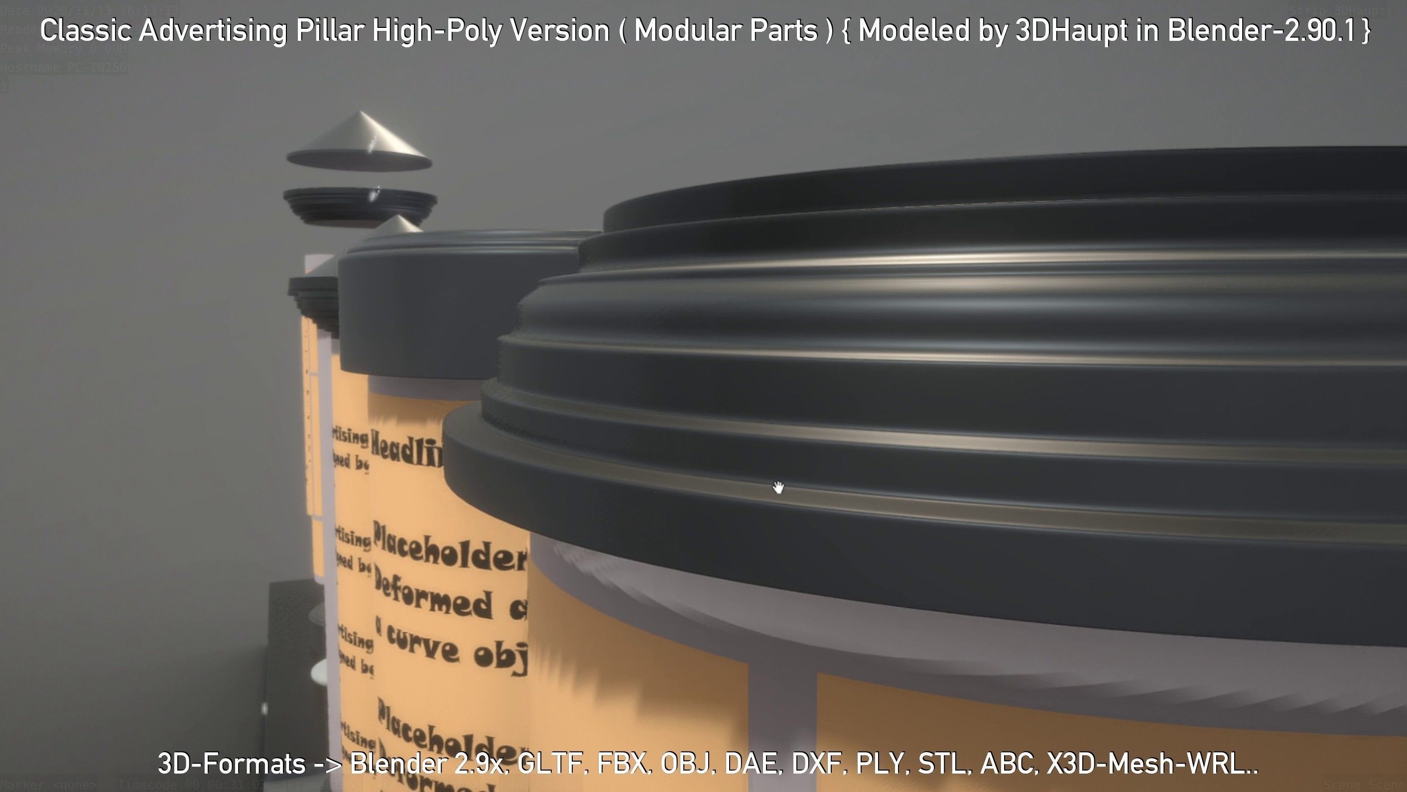 Classic Advertising Pillar High-Poly Version 3D model_114