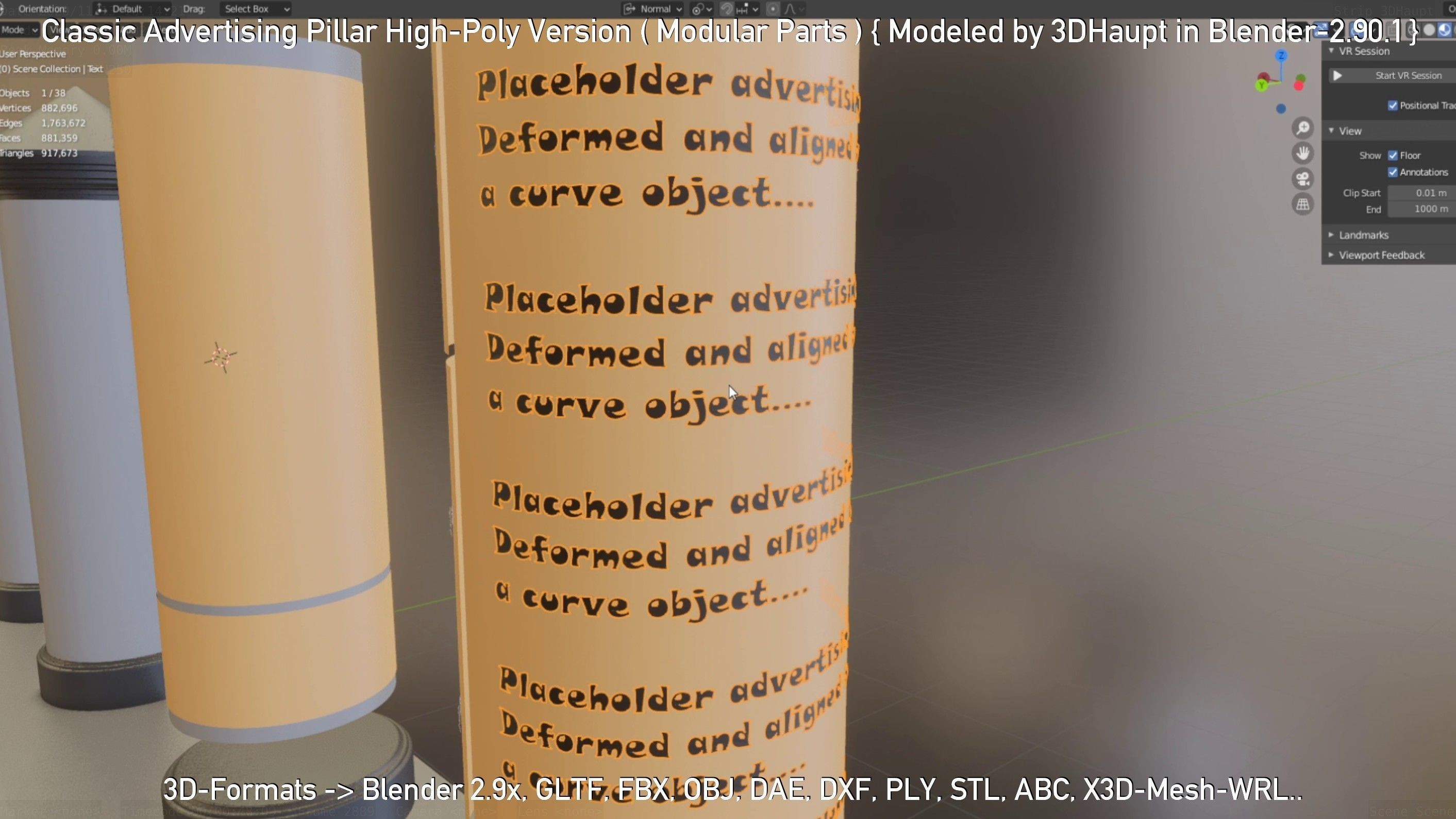 Classic Advertising Pillar High-Poly Version 3D model_130