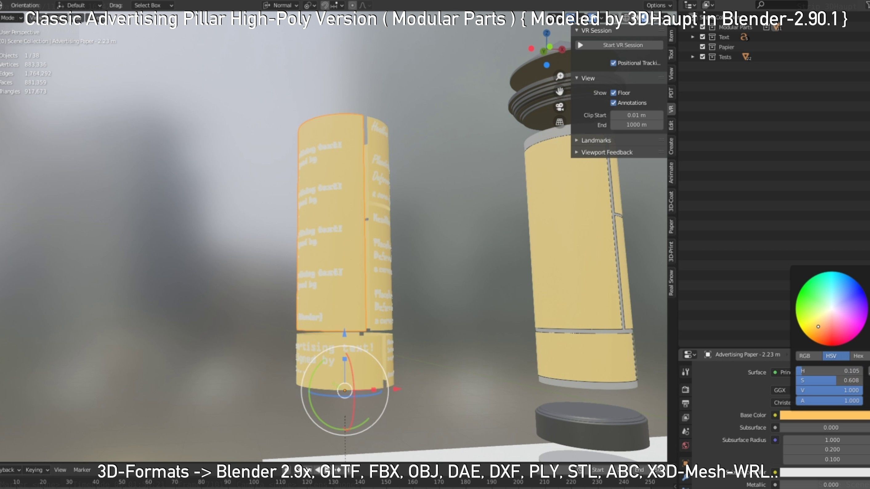 Classic Advertising Pillar High-Poly Version 3D model_90