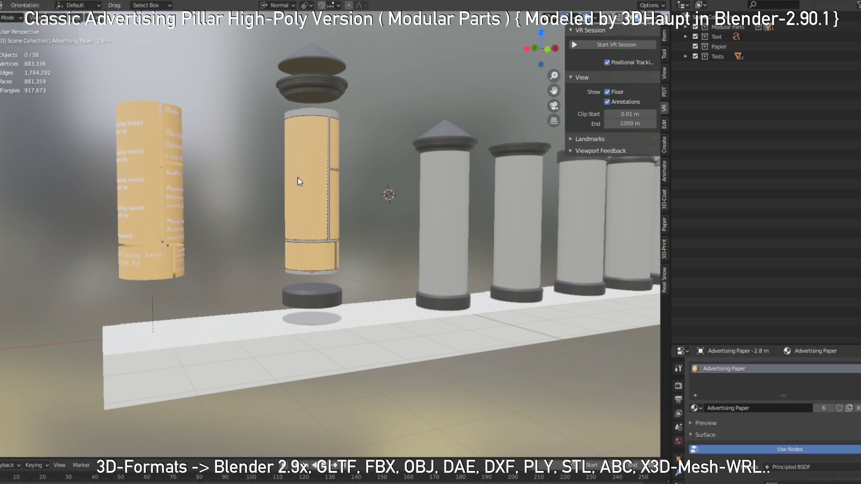 Classic Advertising Pillar High-Poly Version 3D model_119