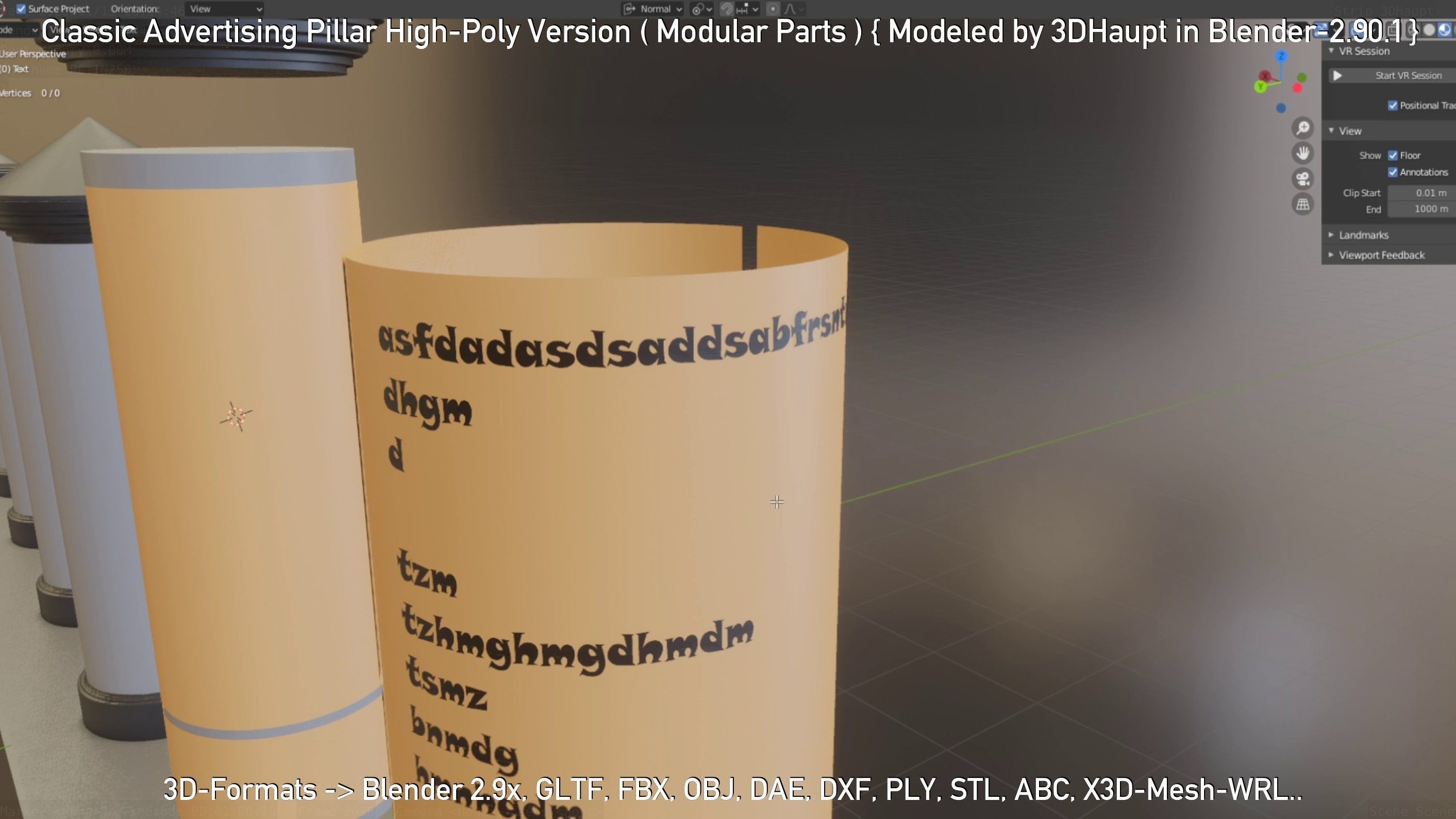 Classic Advertising Pillar High-Poly Version 3D model_99