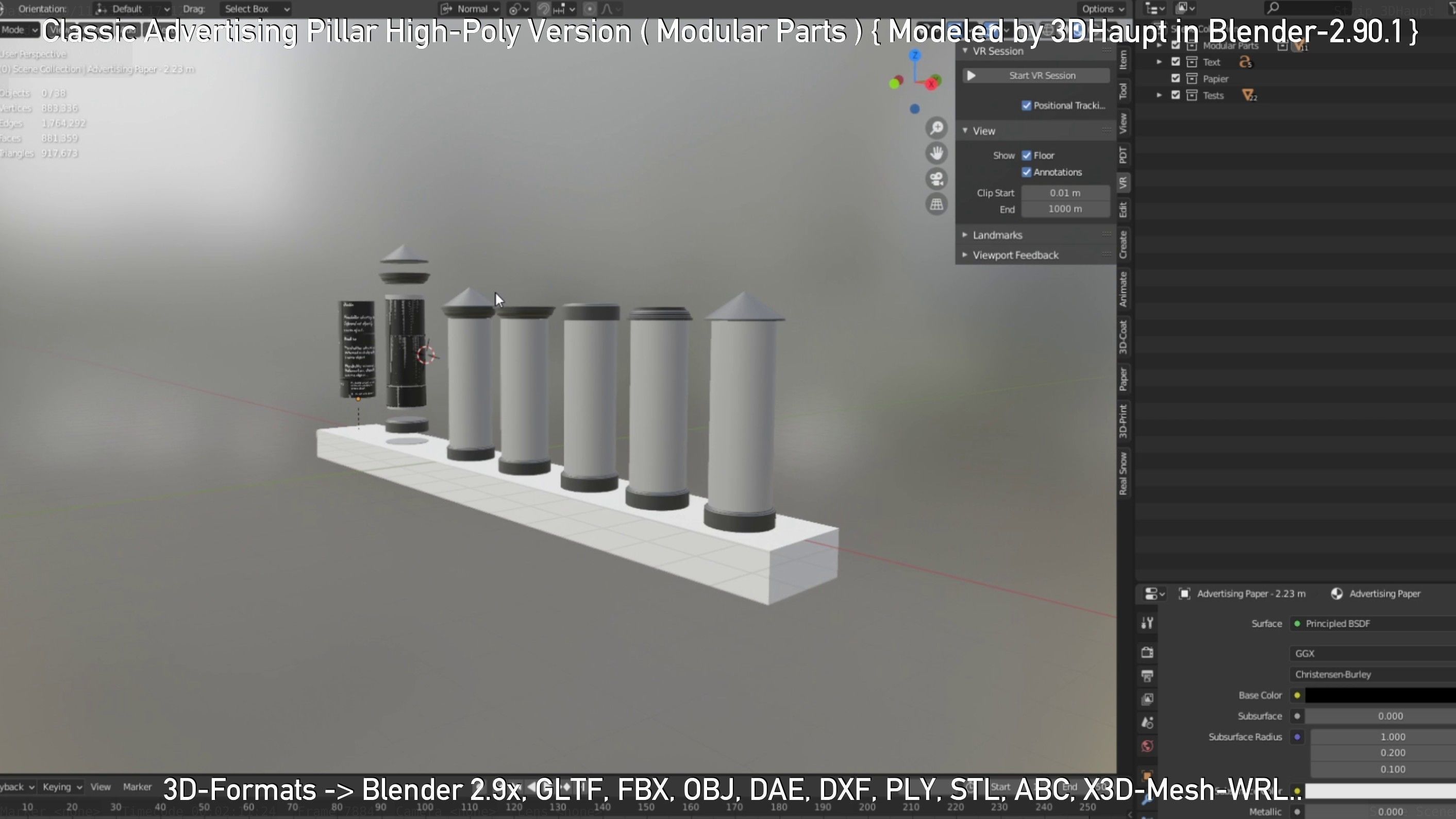 Classic Advertising Pillar High-Poly Version 3D model_46