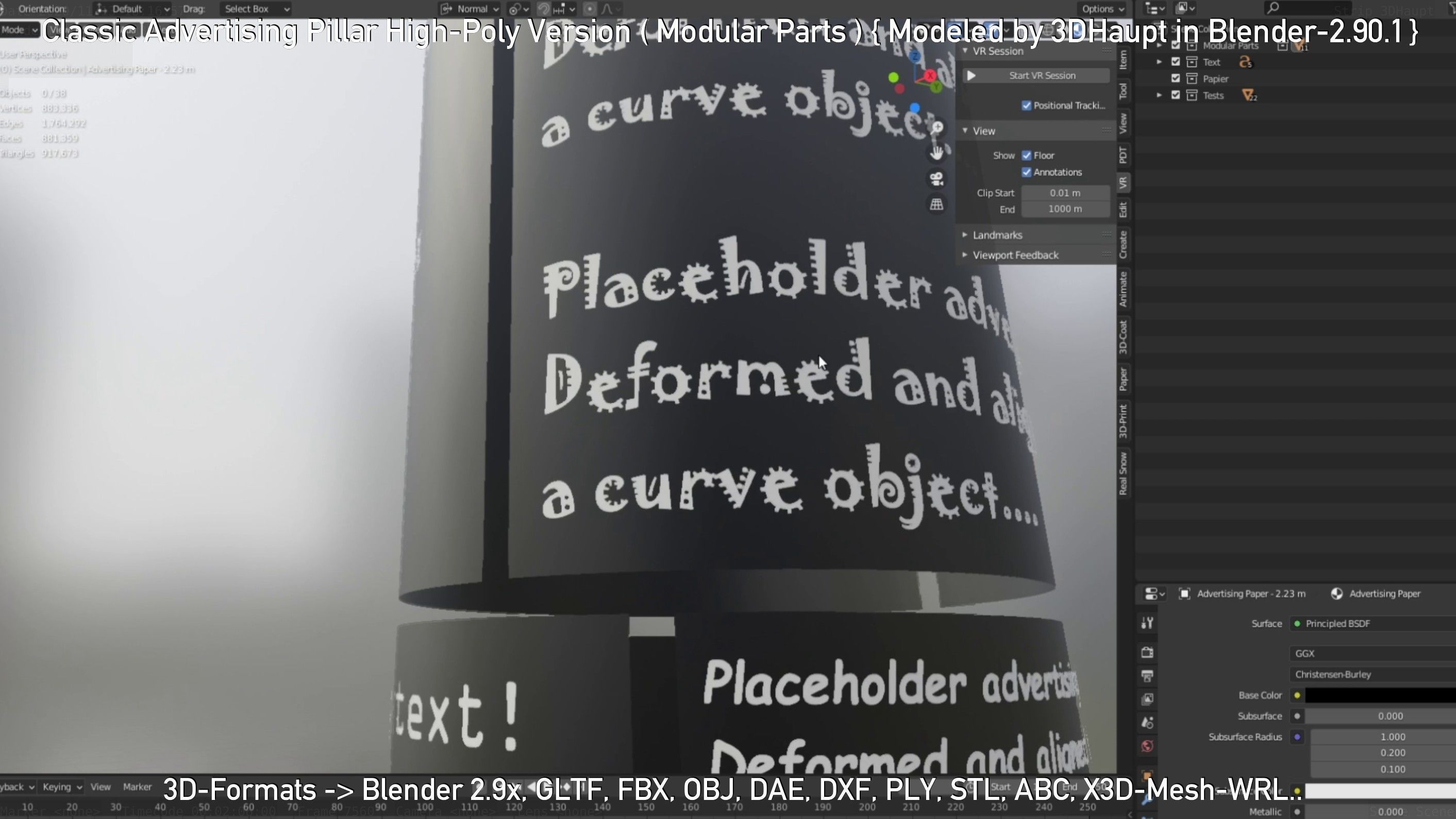 Classic Advertising Pillar High-Poly Version 3D model_133