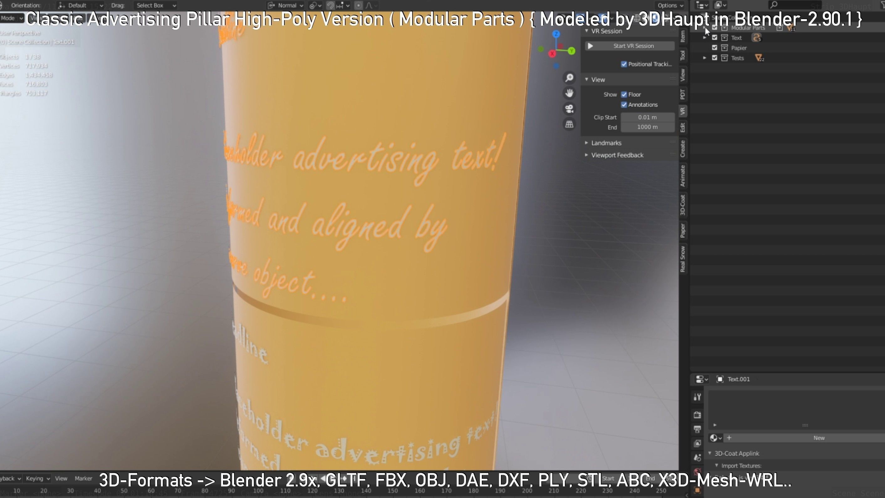 Classic Advertising Pillar High-Poly Version 3D model_81