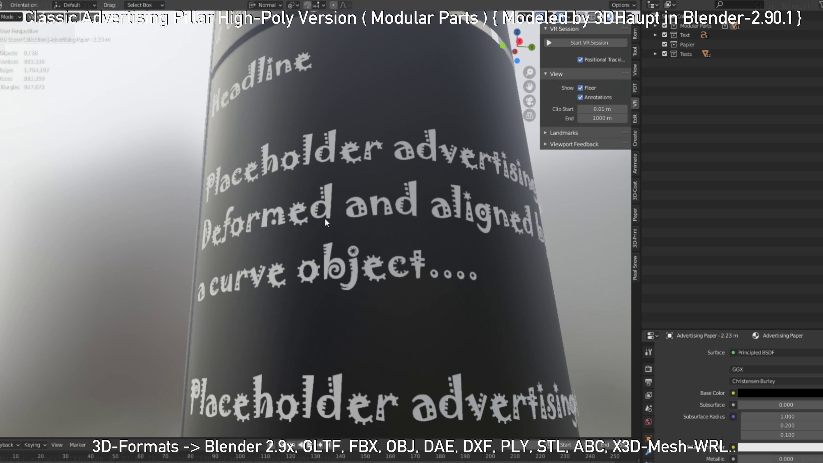Classic Advertising Pillar High-Poly Version 3D model_135