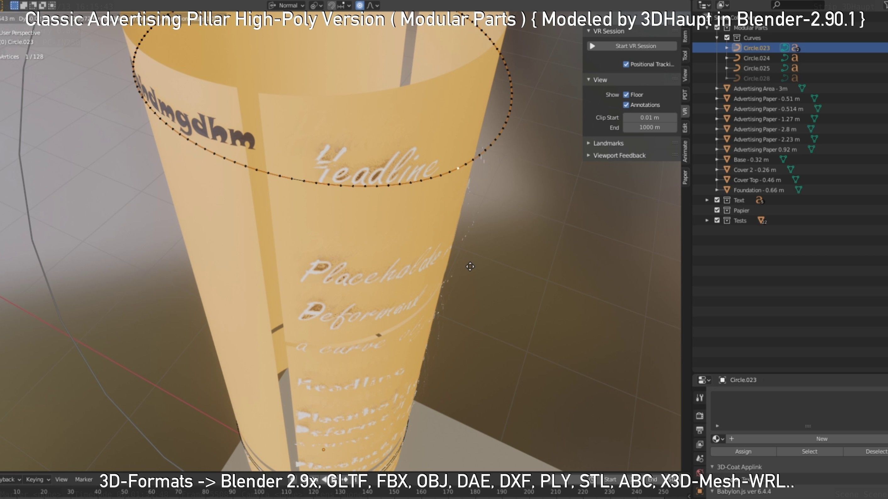 Classic Advertising Pillar High-Poly Version 3D model_39