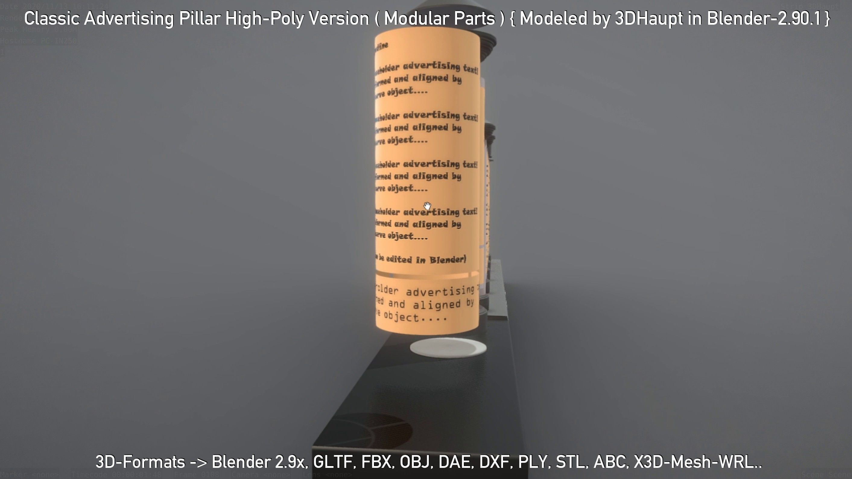 Classic Advertising Pillar High-Poly Version 3D model_76