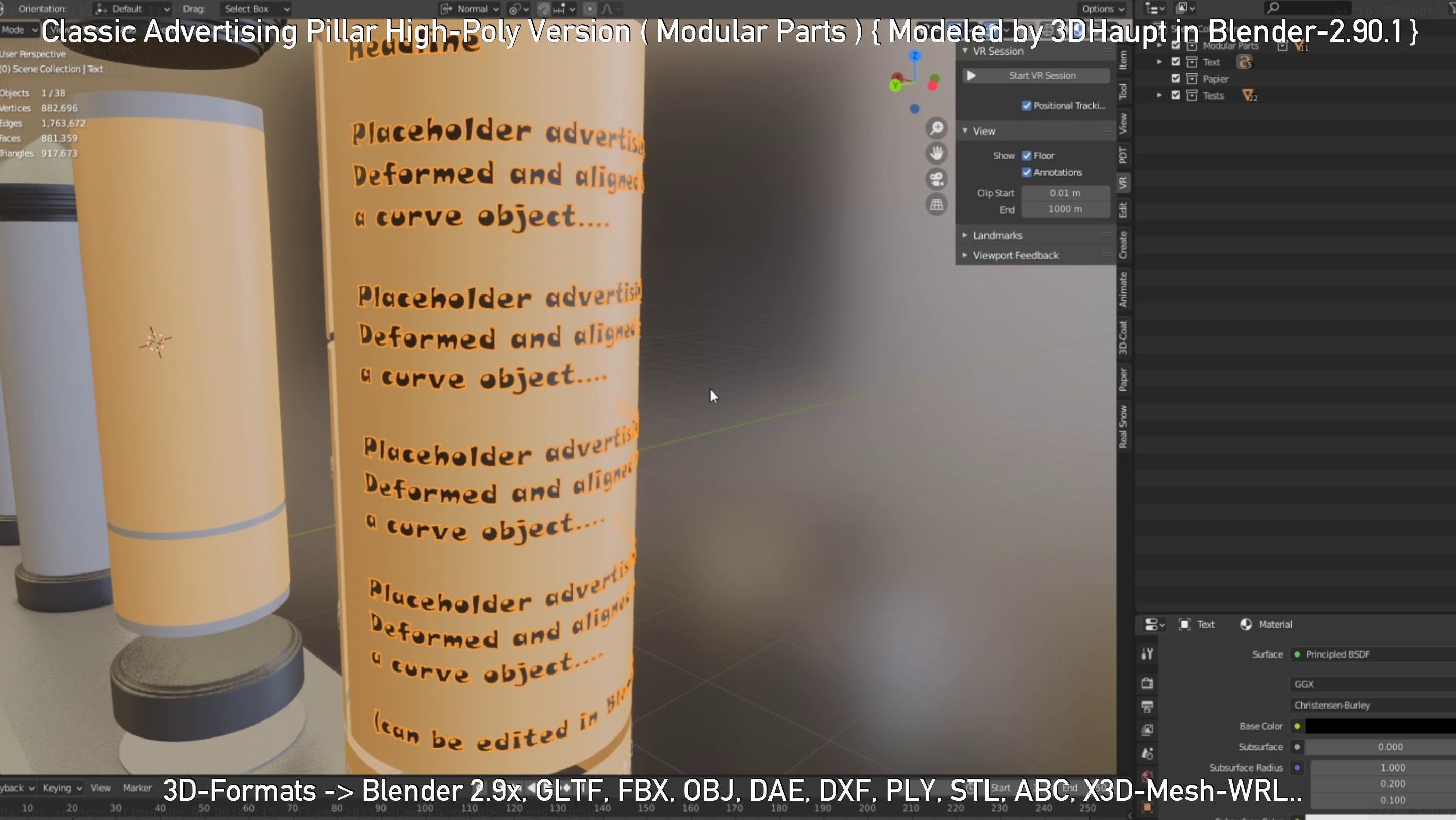 Classic Advertising Pillar High-Poly Version 3D model_72