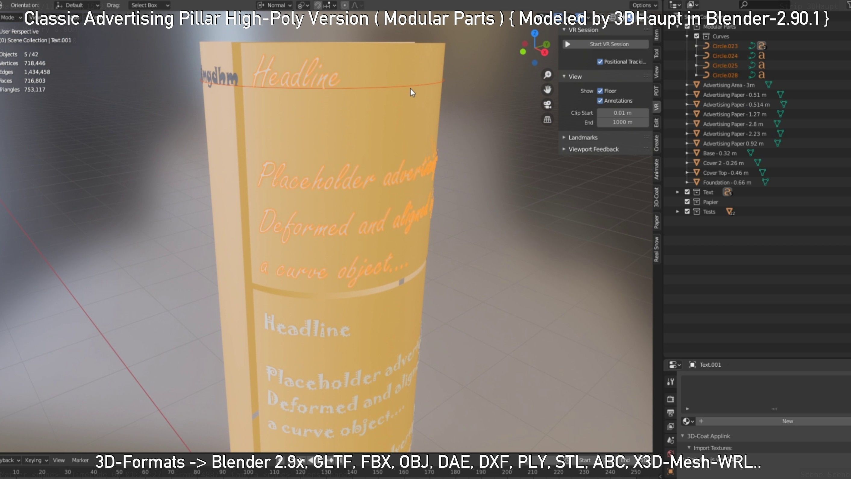 Classic Advertising Pillar High-Poly Version 3D model_32