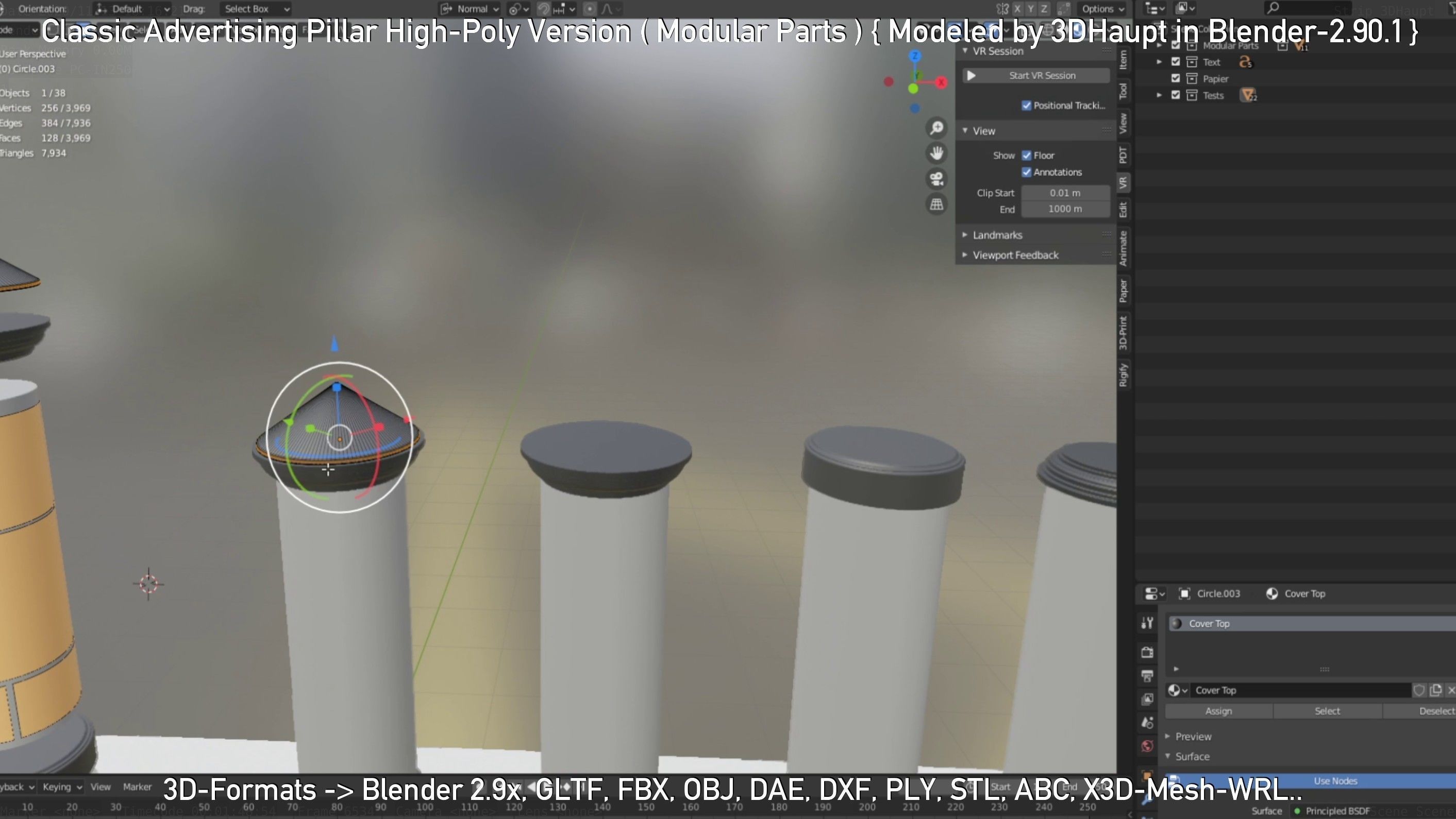 Classic Advertising Pillar High-Poly Version 3D model_91