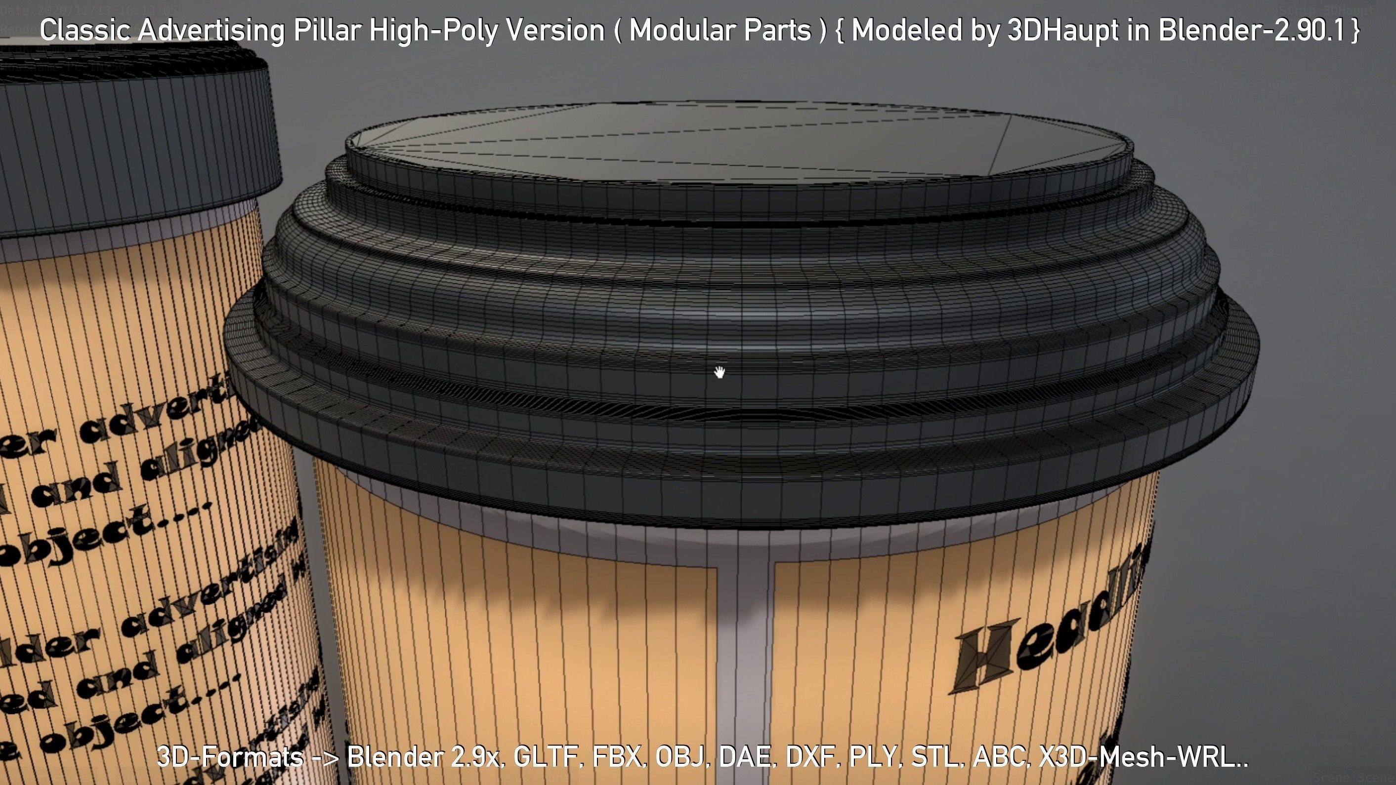 Classic Advertising Pillar High-Poly Version 3D model_62