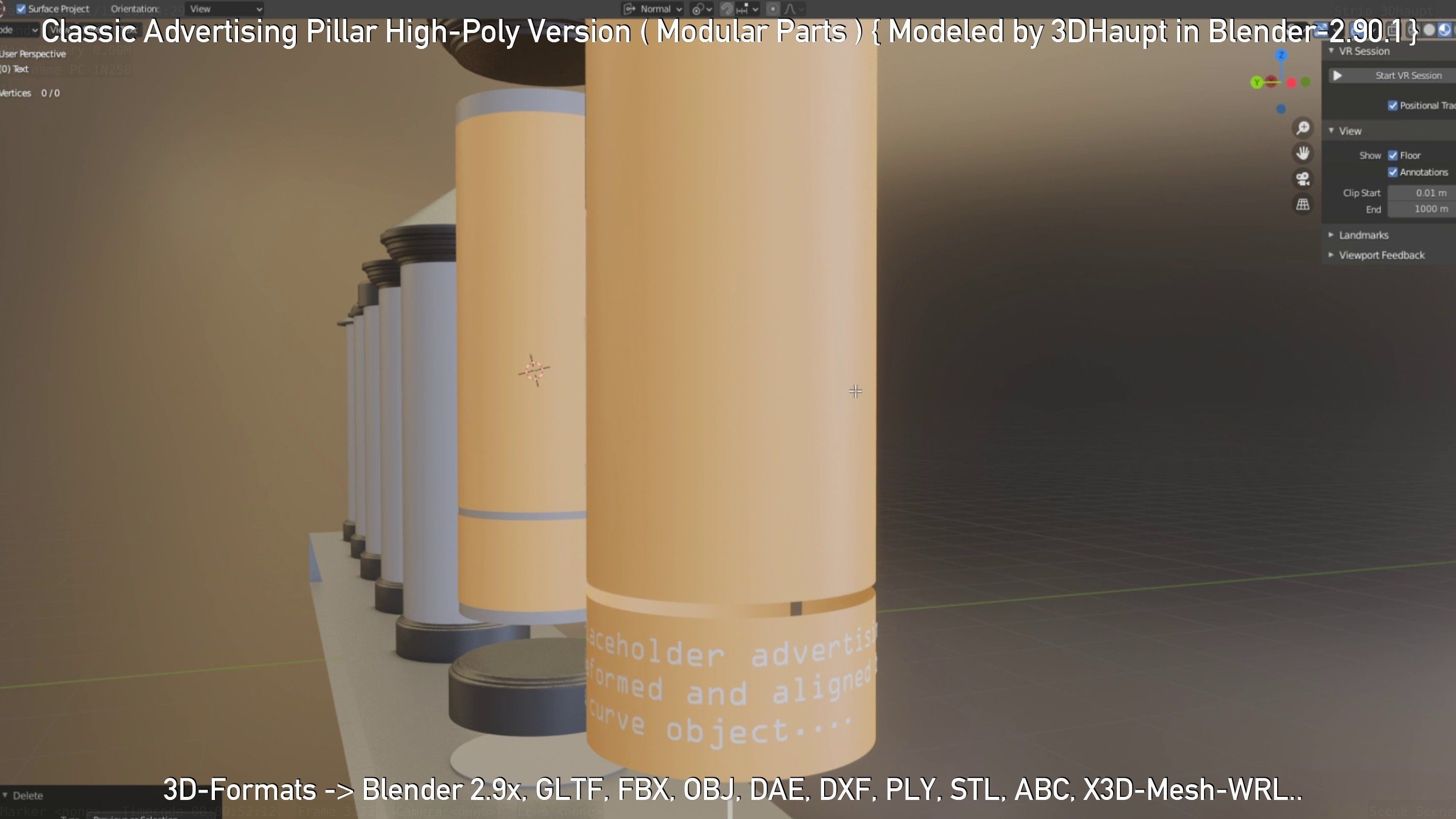 Classic Advertising Pillar High-Poly Version 3D model_35