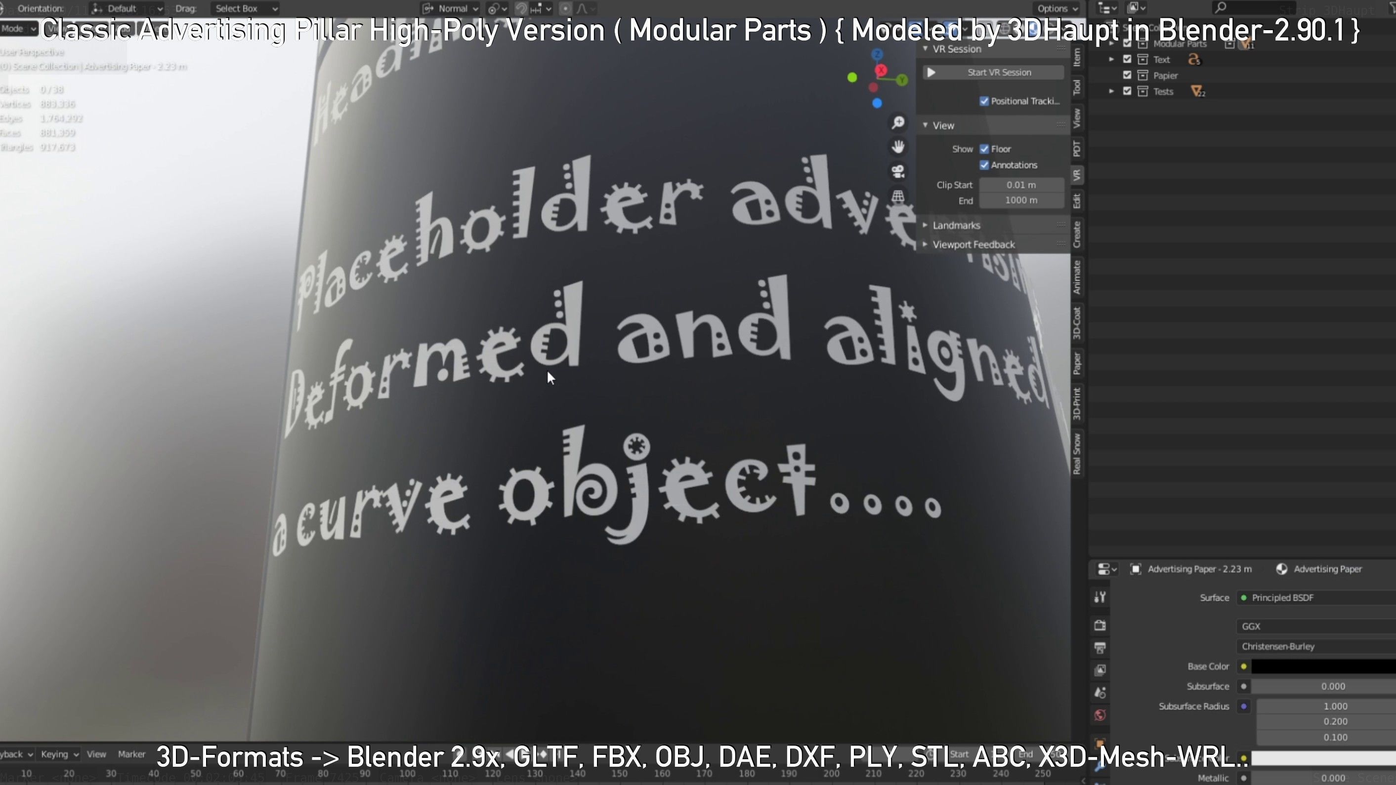 Classic Advertising Pillar High-Poly Version 3D model_42