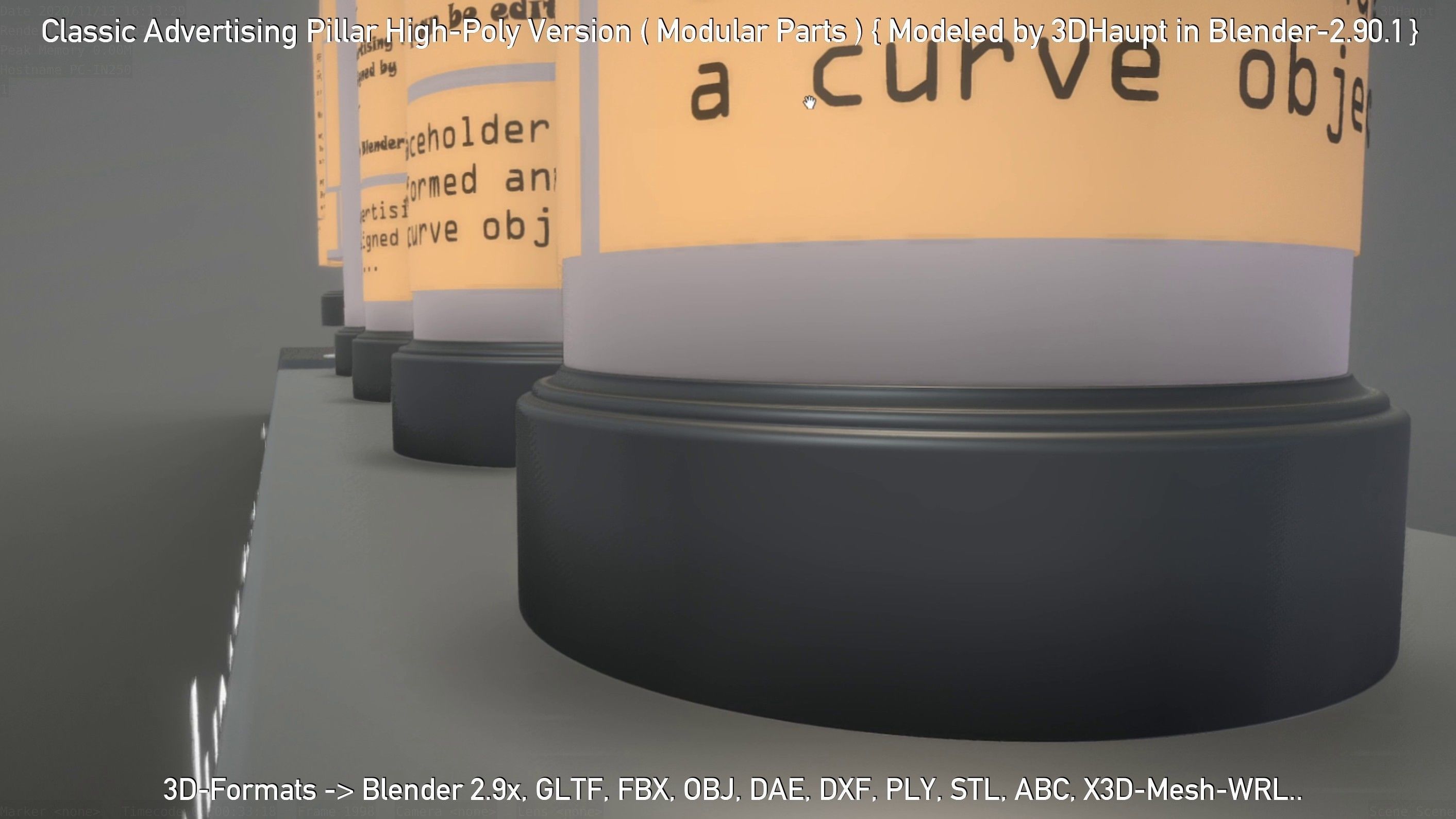 Classic Advertising Pillar High-Poly Version 3D model_112