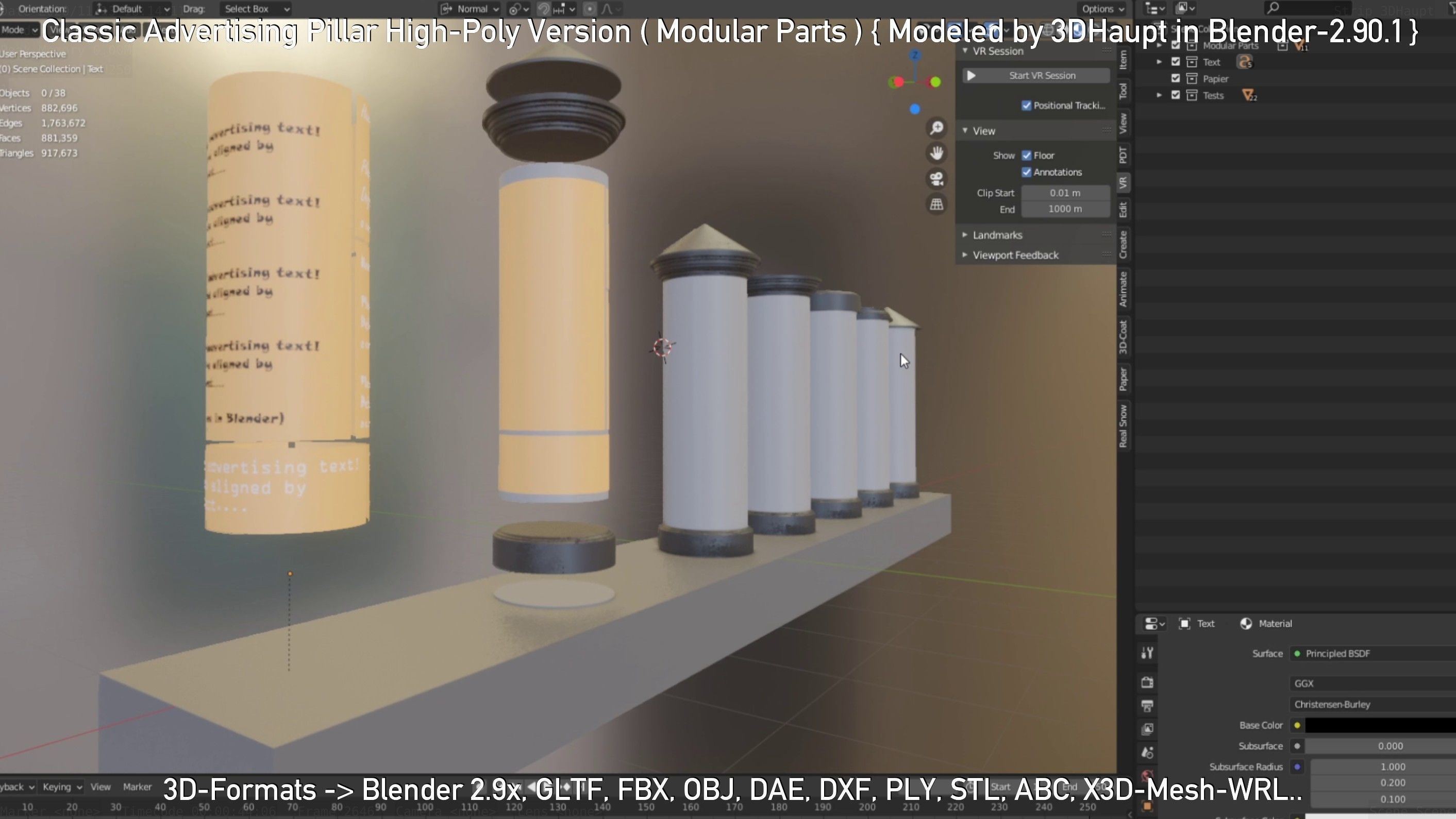 Classic Advertising Pillar High-Poly Version 3D model_120