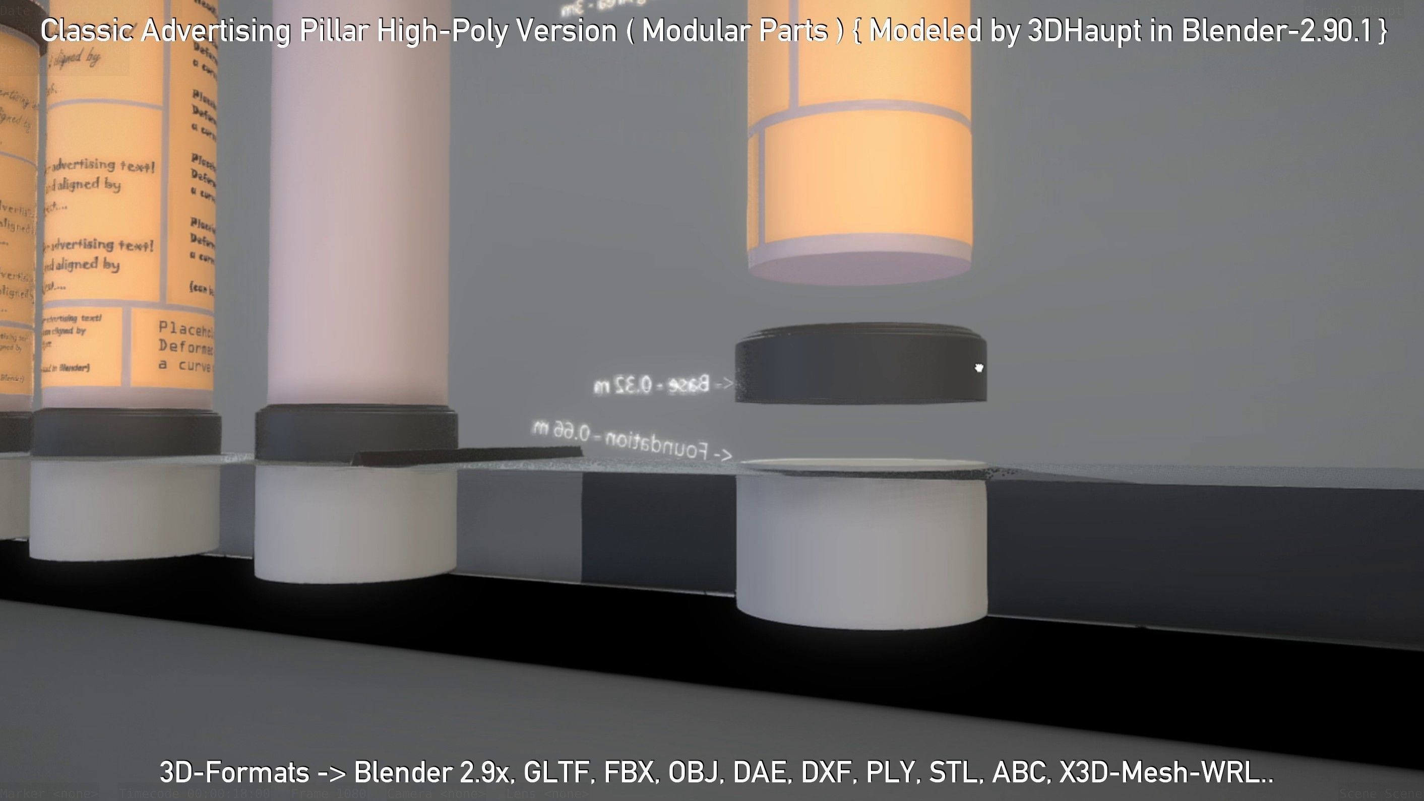 Classic Advertising Pillar High-Poly Version 3D model_95